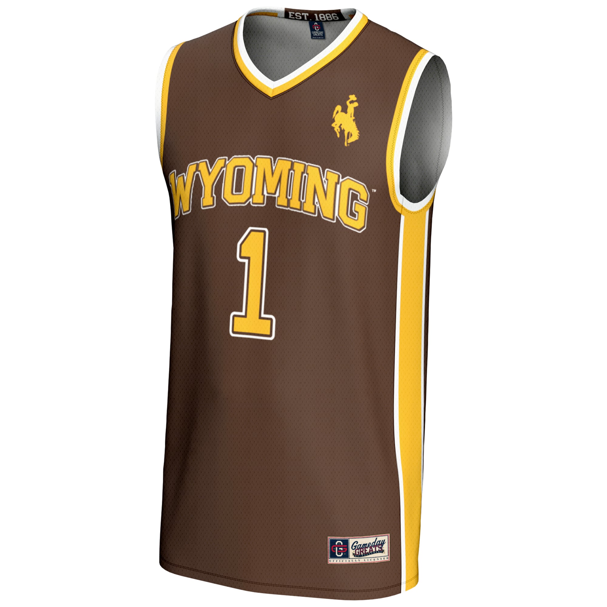 #1 Wyoming Cowboys Lightweight Basketball Jersey Brown - front view