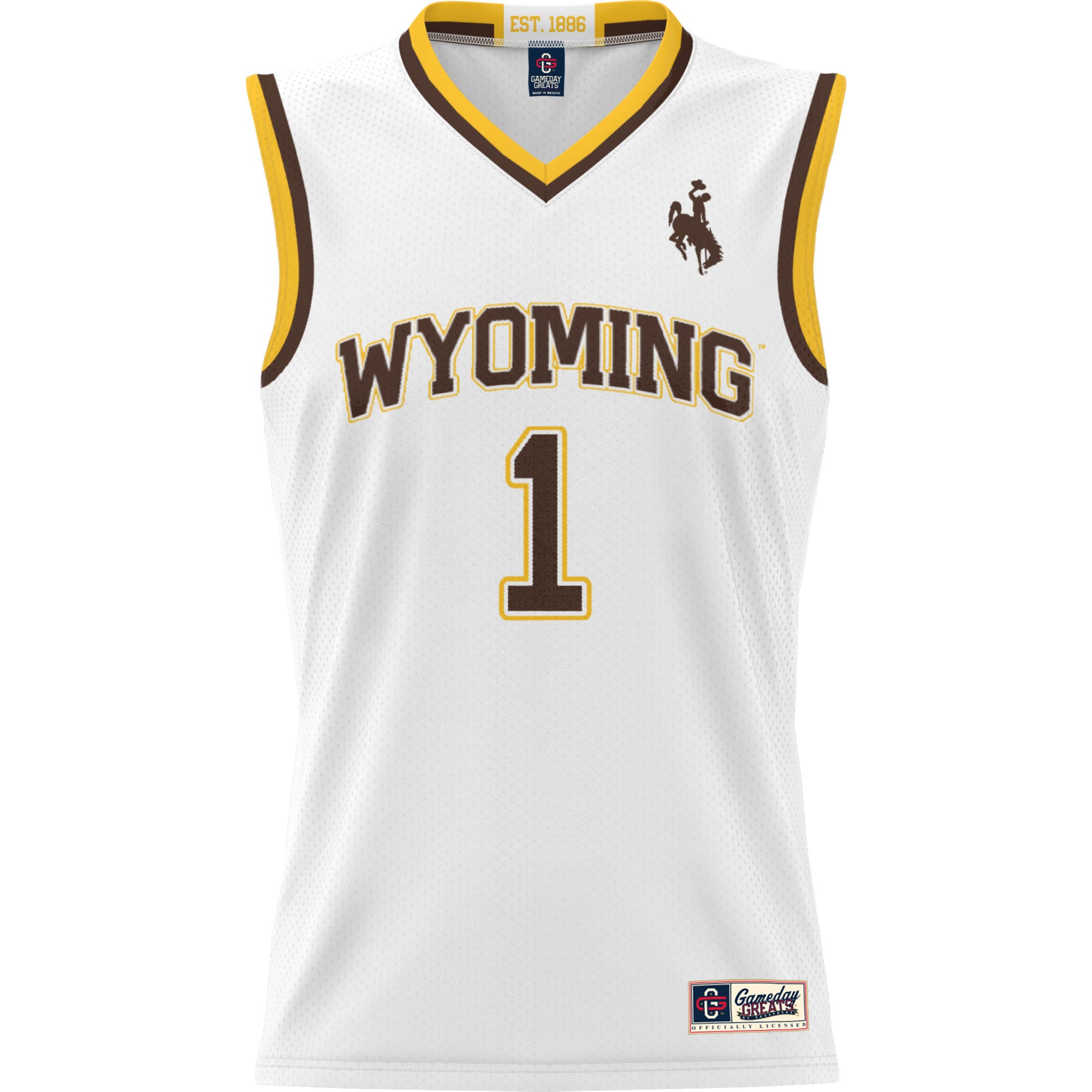 #1 Wyoming Cowboys Youth Lightweight Basketball Jersey White - front view