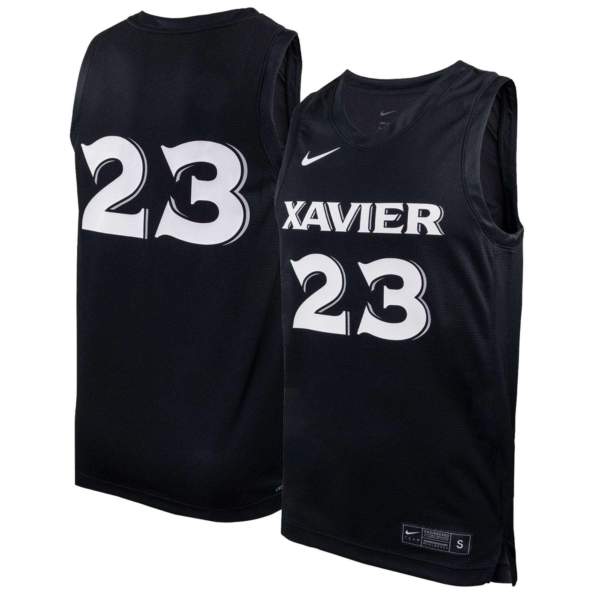 #23 Xavier Musketeers Basketball Jersey Black - front and back view