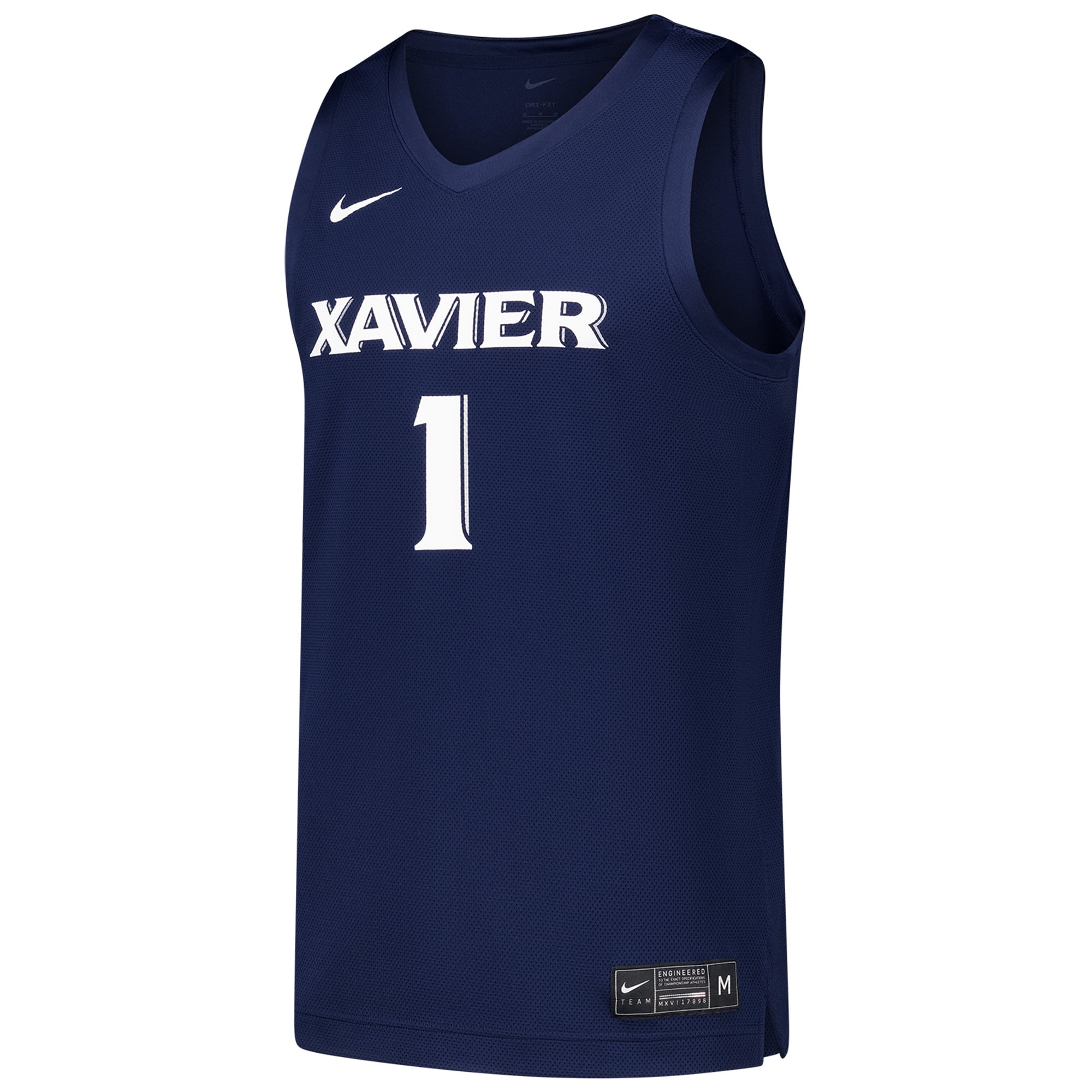 #1 Xavier Musketeers Basketball Jersey Navy - front view
