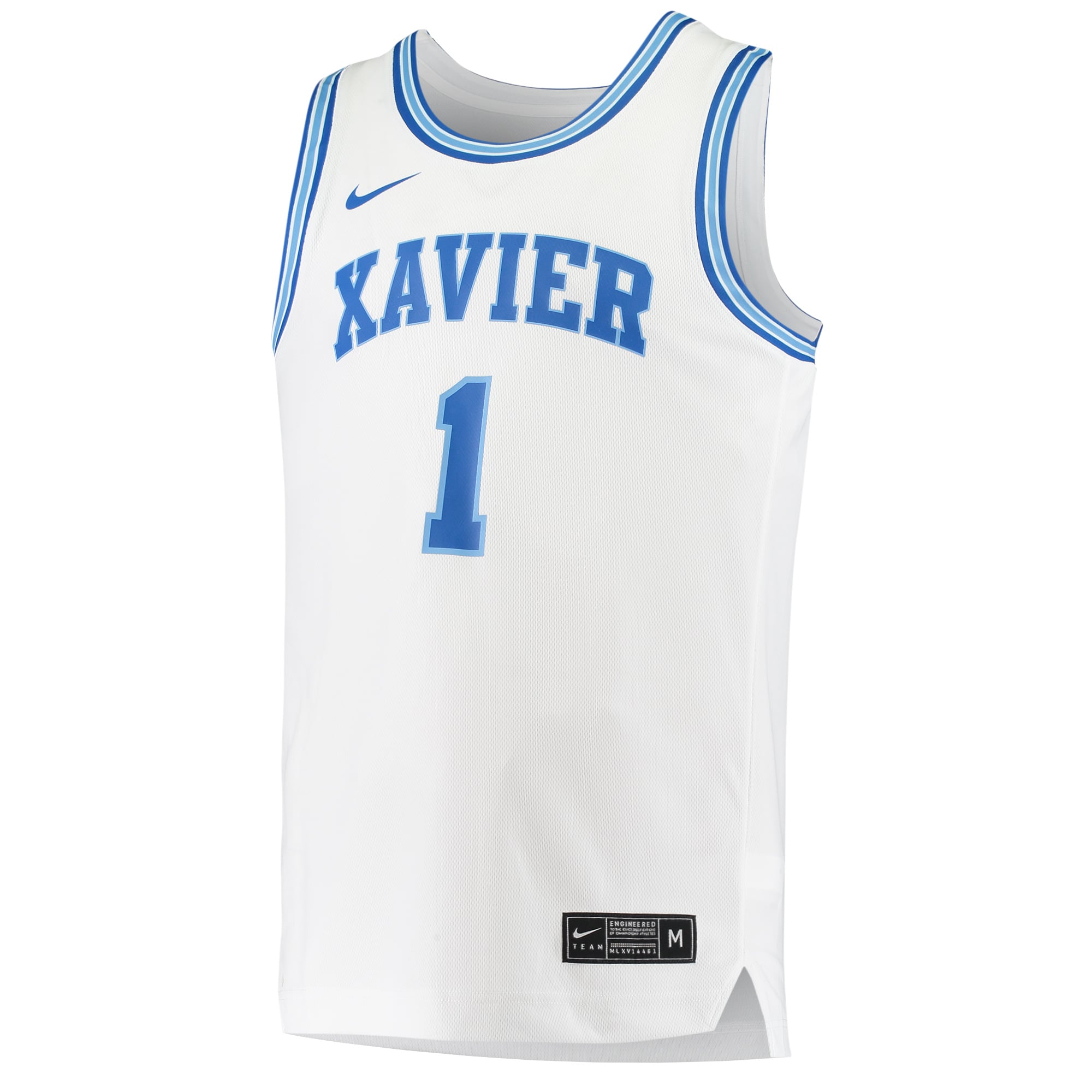#1 Xavier Musketeers Basketball Jersey White - front view