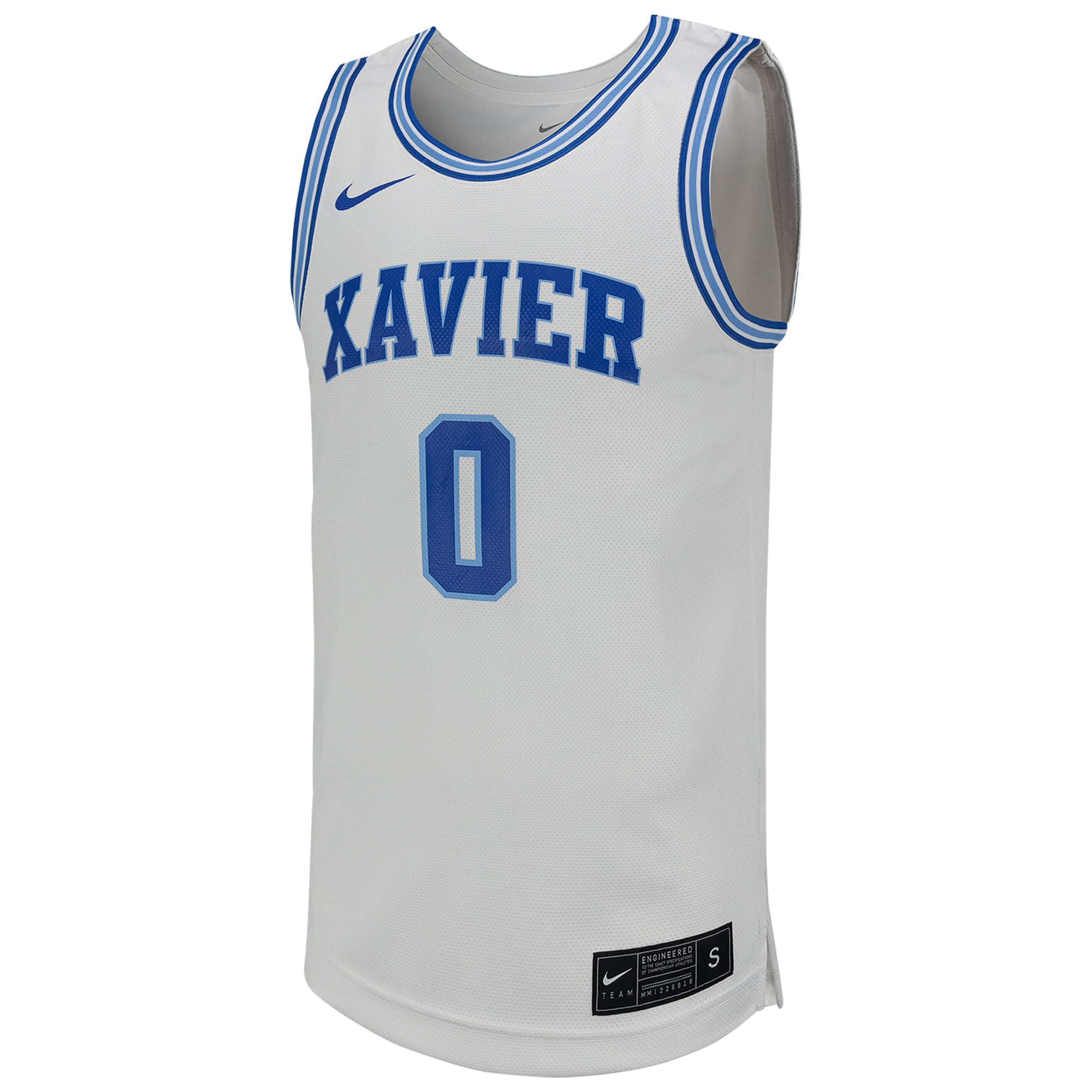#0 Xavier Musketeers Basketball Jersey White - front view