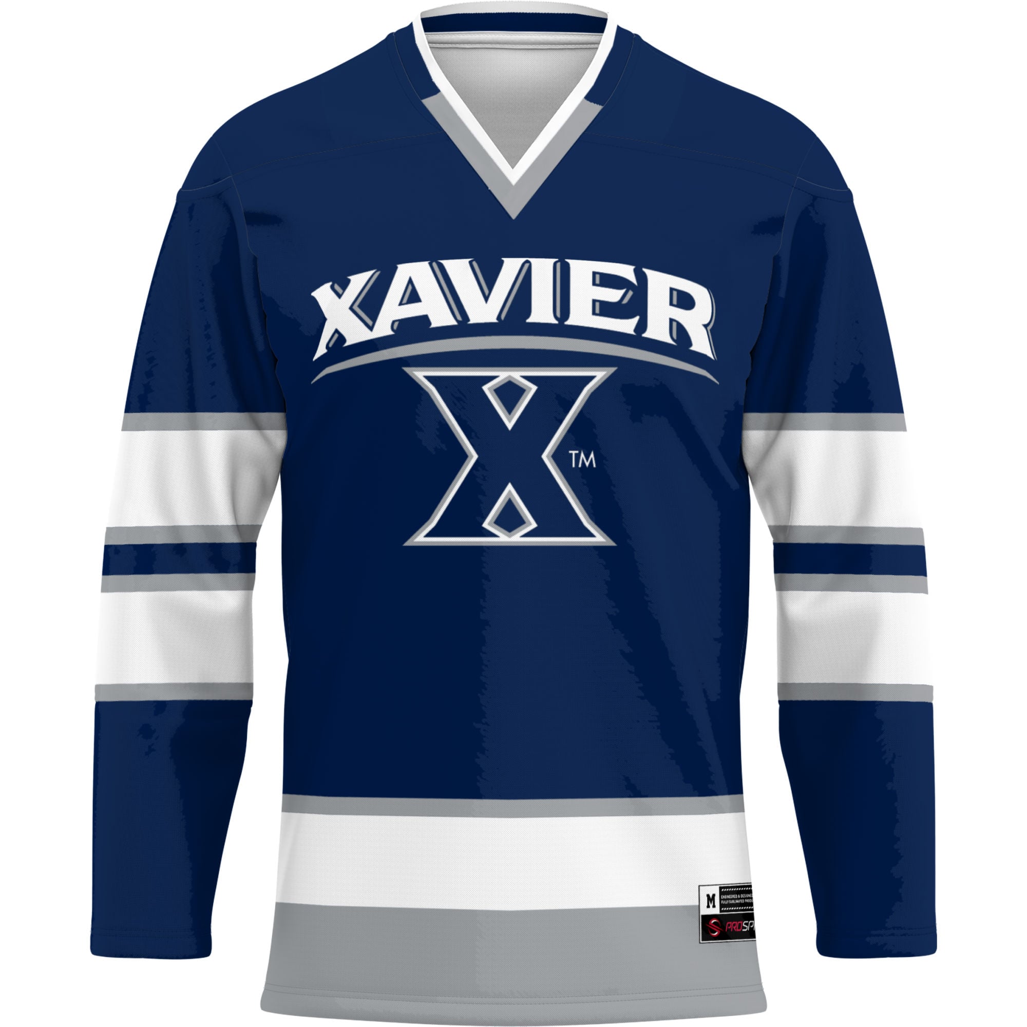 Xavier Musketeers Hockey Jersey Navy - front view