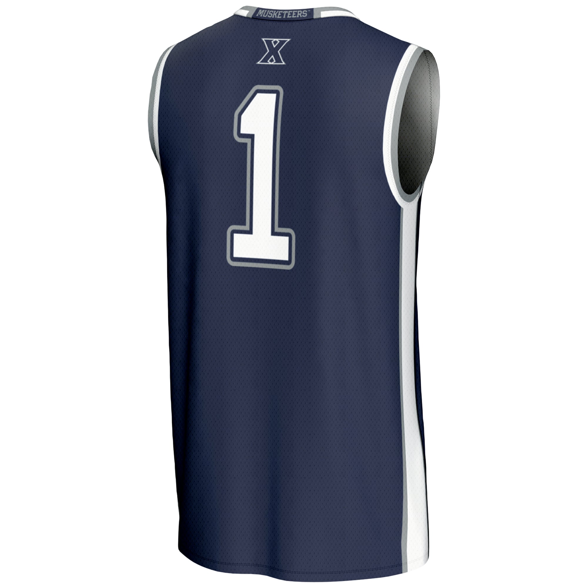 #1 Xavier Musketeers Lightweight Basketball Jersey Navy - back view