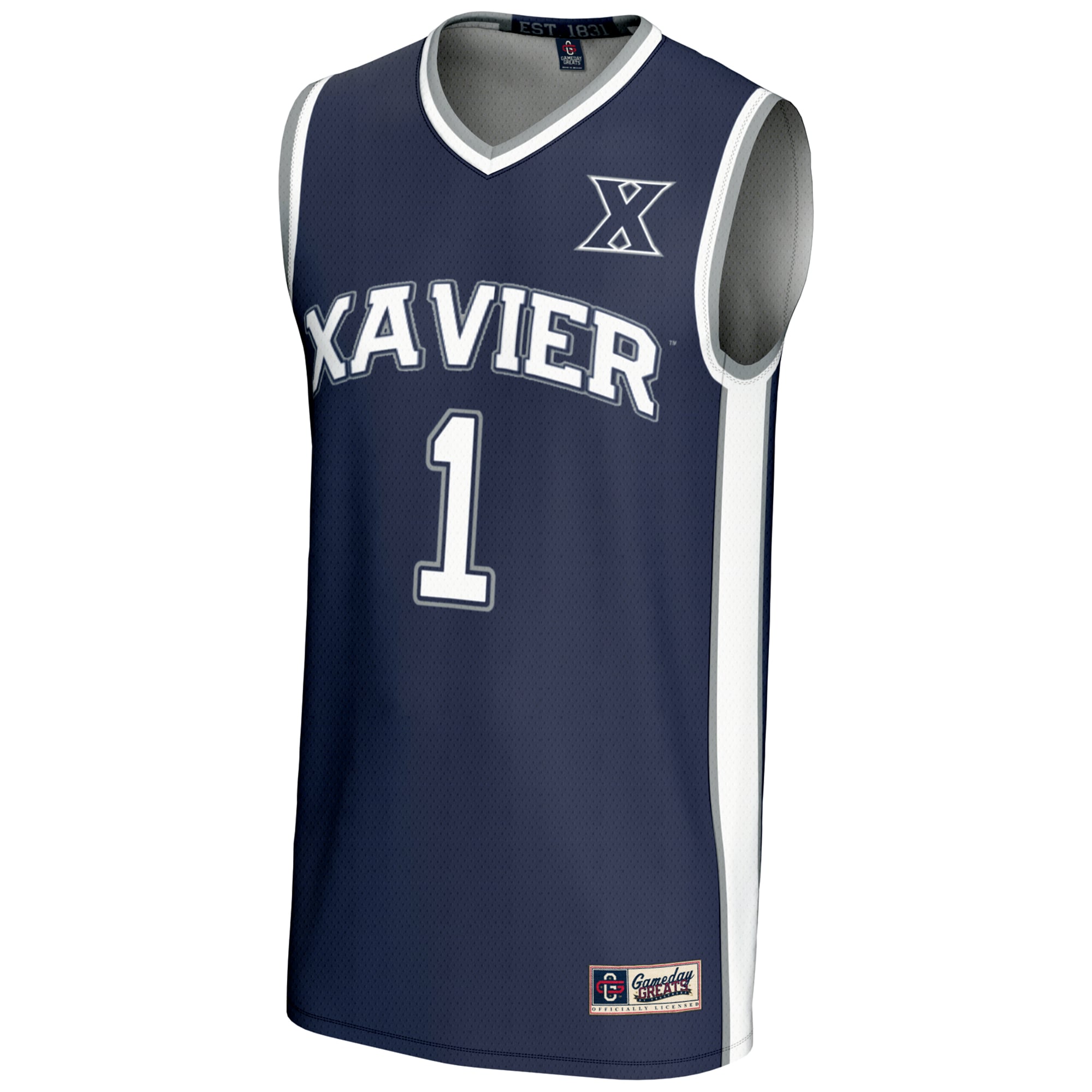 #1 Xavier Musketeers Lightweight Basketball Jersey Navy - front view