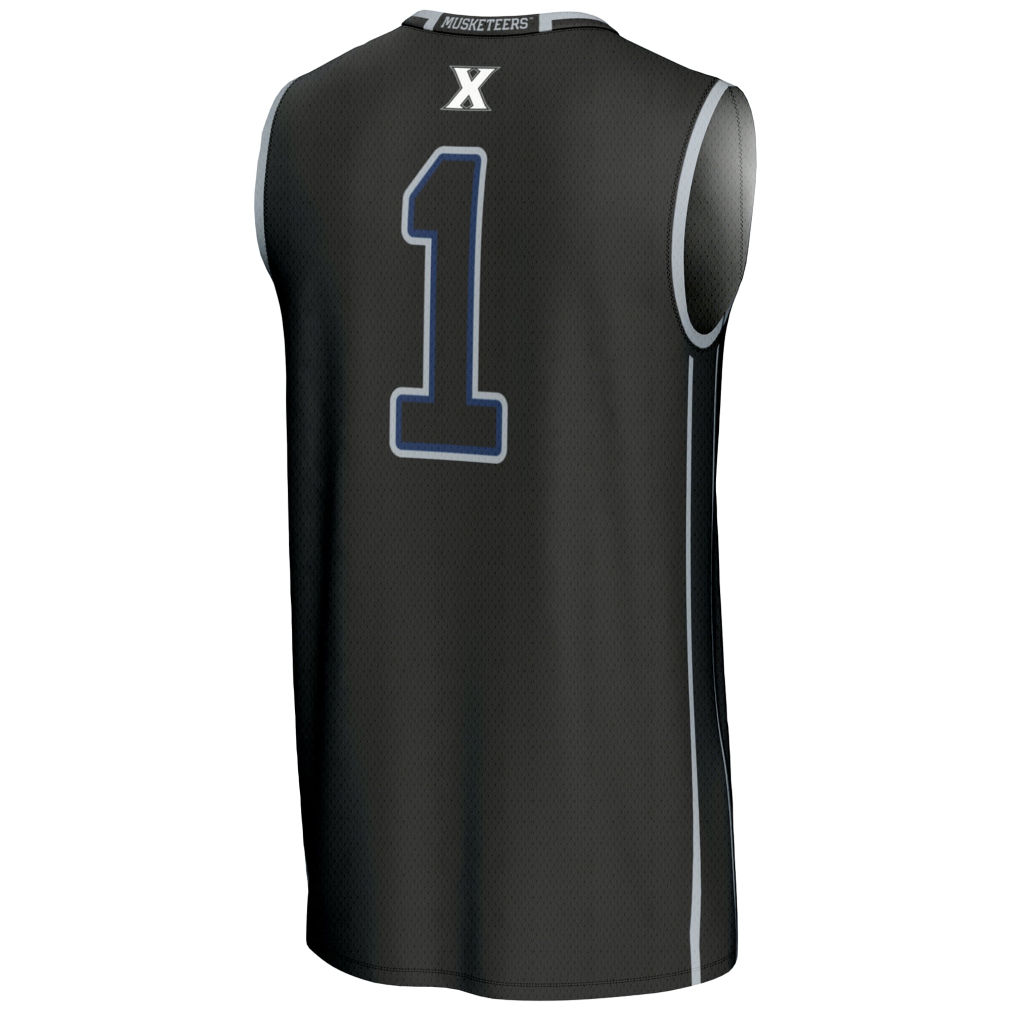 #1 Xavier Musketeers Unisex Lightweight Basketball Jersey Black - back view