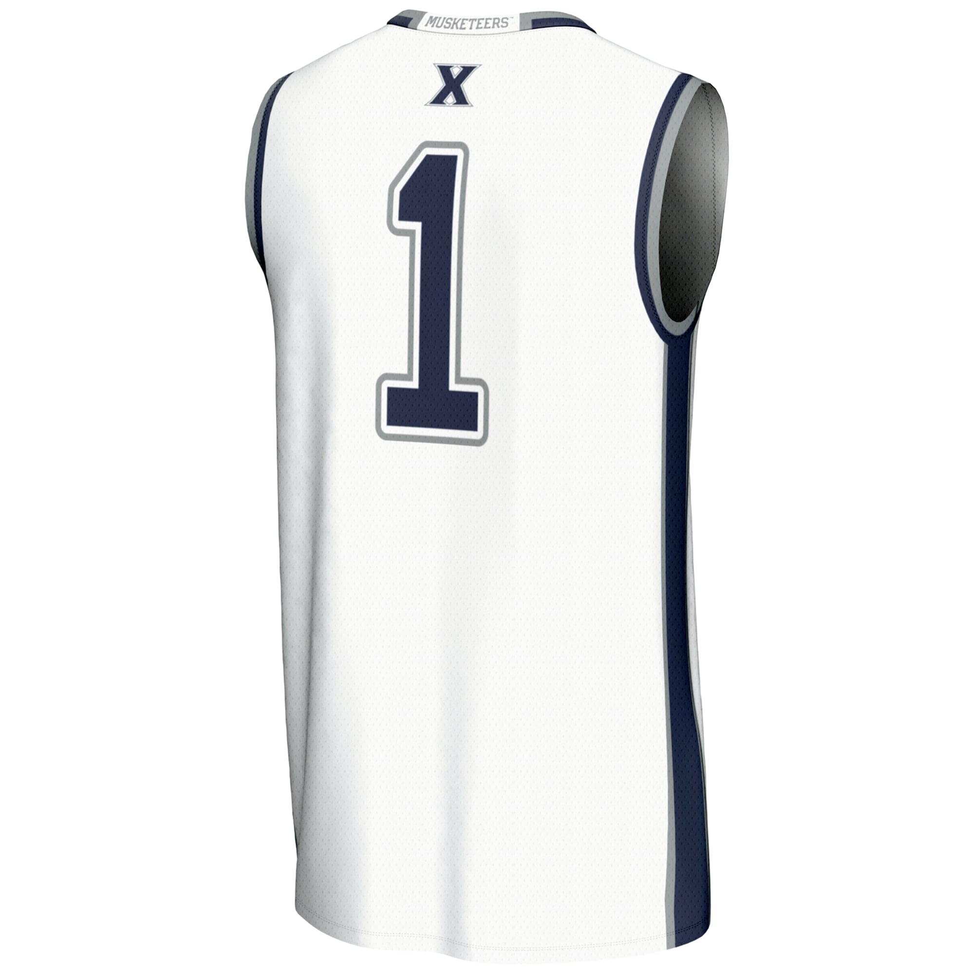 #1 Xavier Musketeers Unisex Lightweight Basketball Jersey White - back view