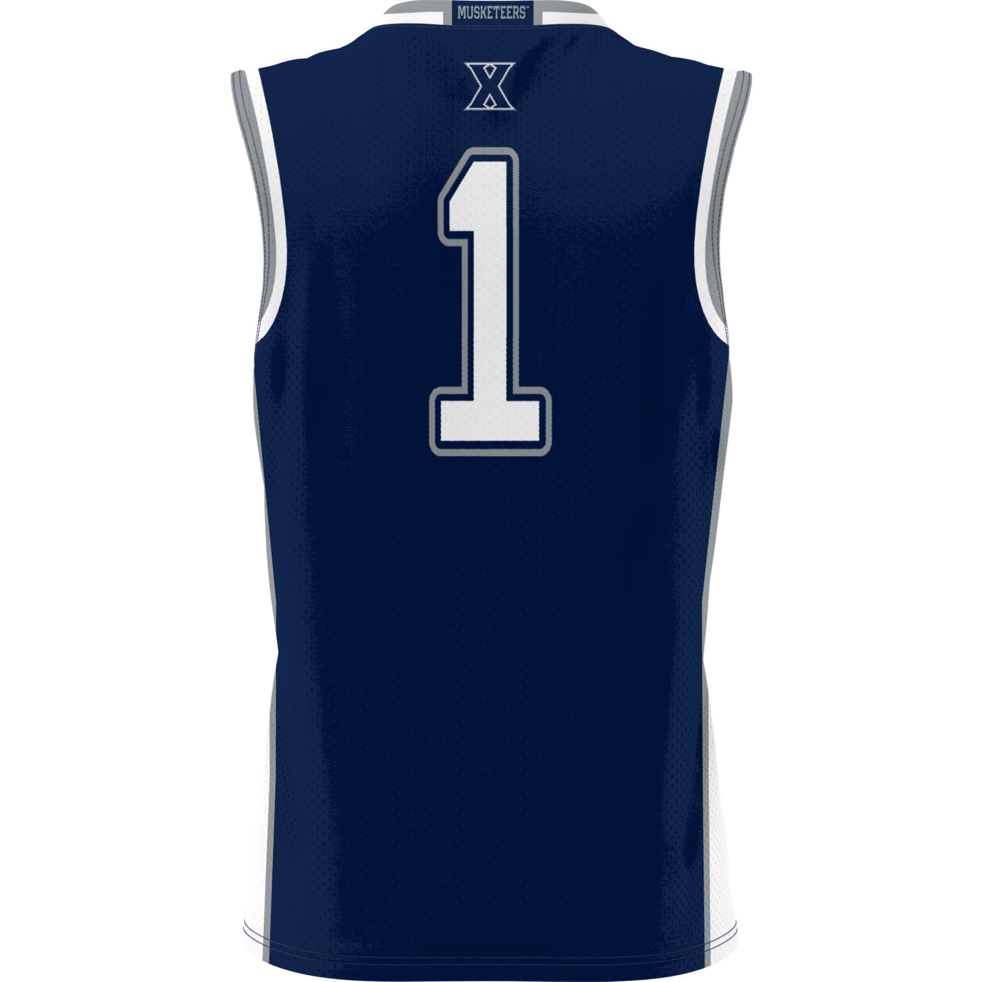 #1 Xavier Musketeers Youth Lightweight Basketball Jersey Navy - back view