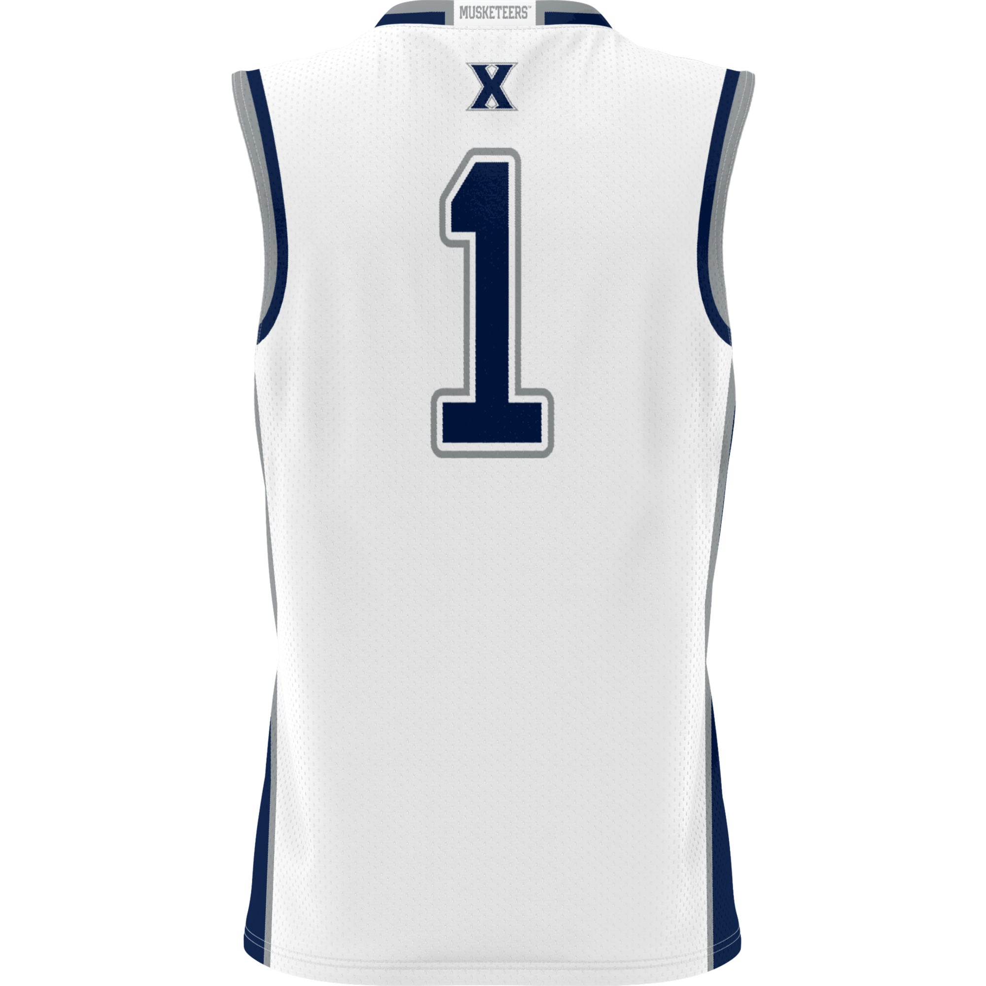 #1 Xavier Musketeers Youth Lightweight Basketball Jersey White - back view
