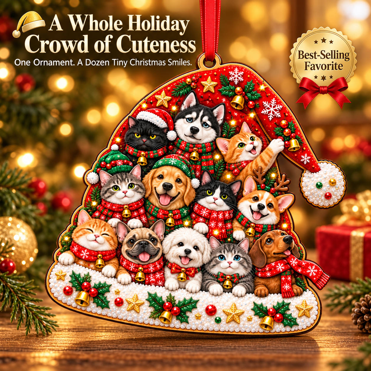 Pet Christmas Sparkle Ornament Collection – 5 Festive Designs for Pet Lovers