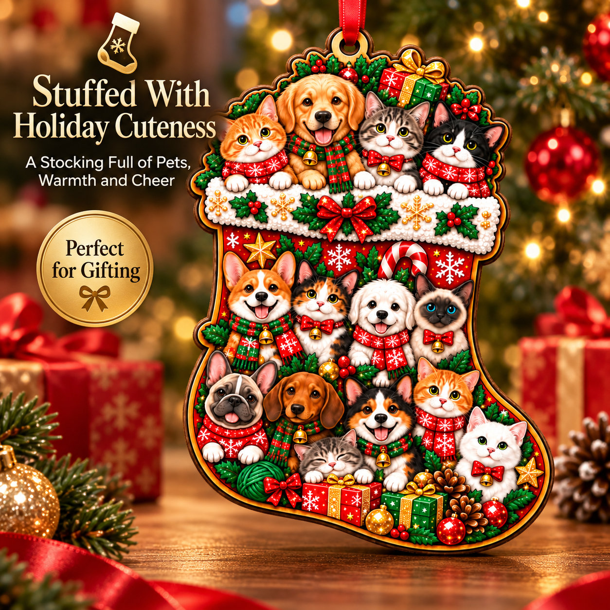Pet Christmas Sparkle Ornament Collection – 5 Festive Designs for Pet Lovers