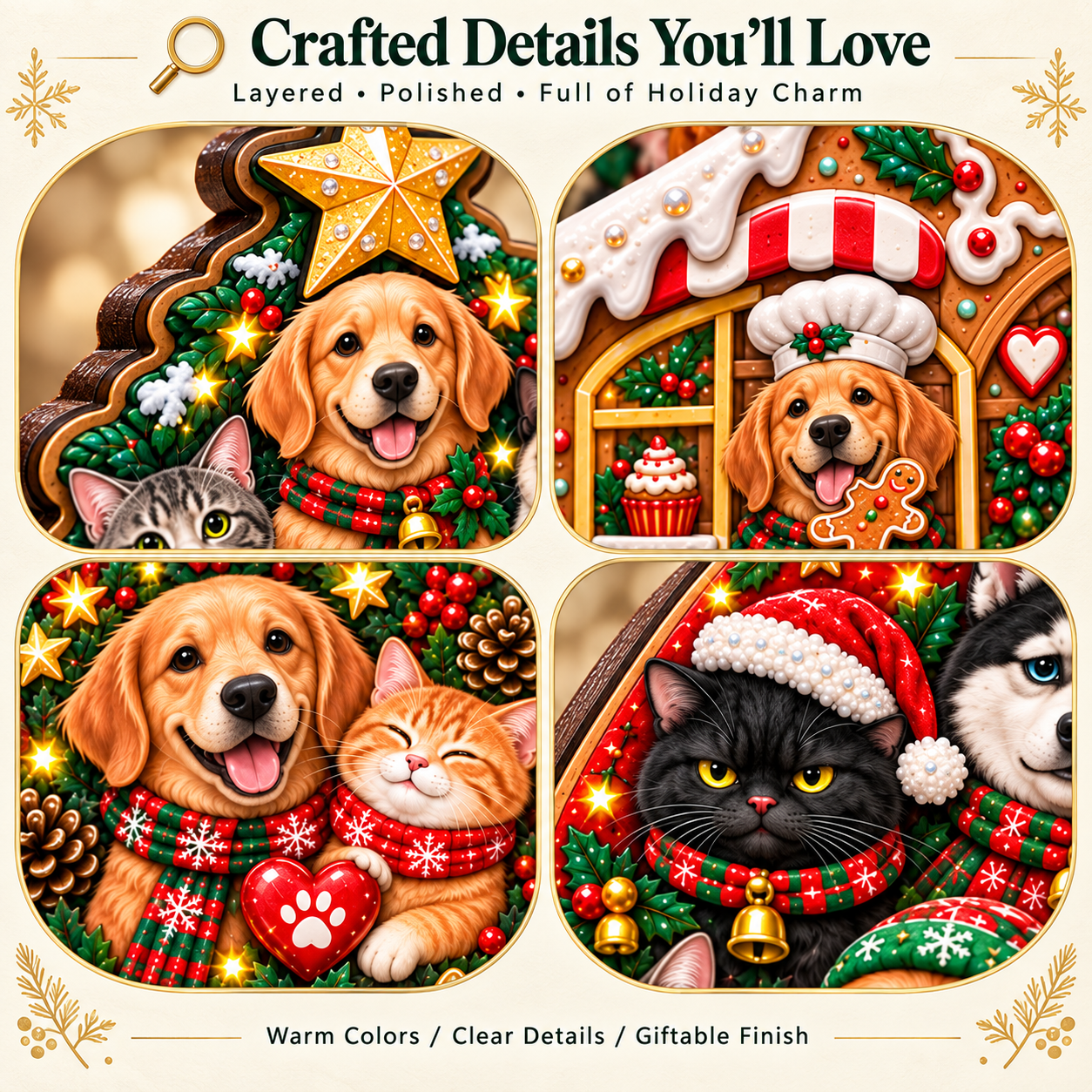 Pet Christmas Sparkle Ornament Collection – 5 Festive Designs for Pet Lovers
