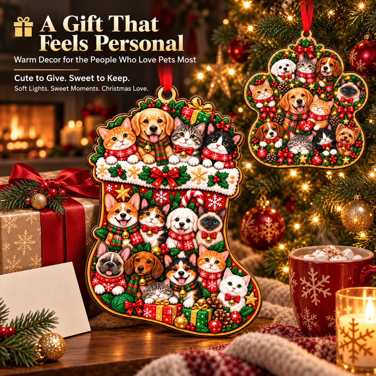 Pet Christmas Sparkle Ornament Collection – 5 Festive Designs for Pet Lovers