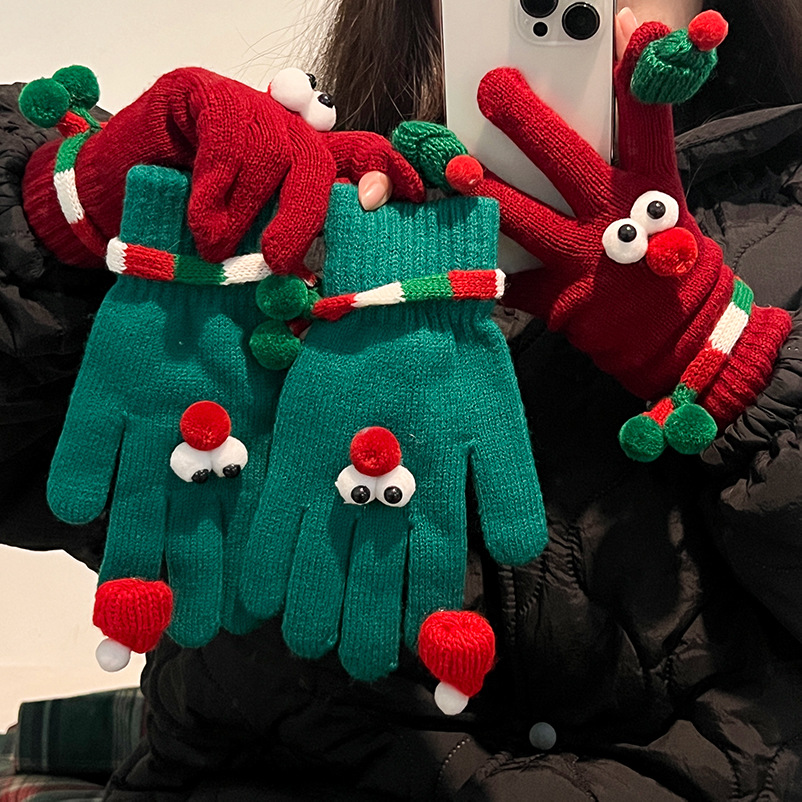 Christmas Reindeer Knit Gloves – Cute Holiday Winter Gloves