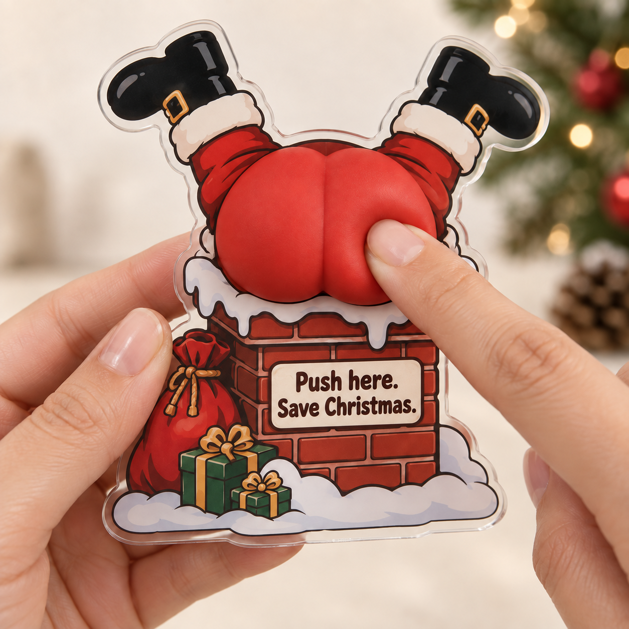 🎁 Santa’s Secret Gift — Funny Christmas Squishy Car Vent Clip