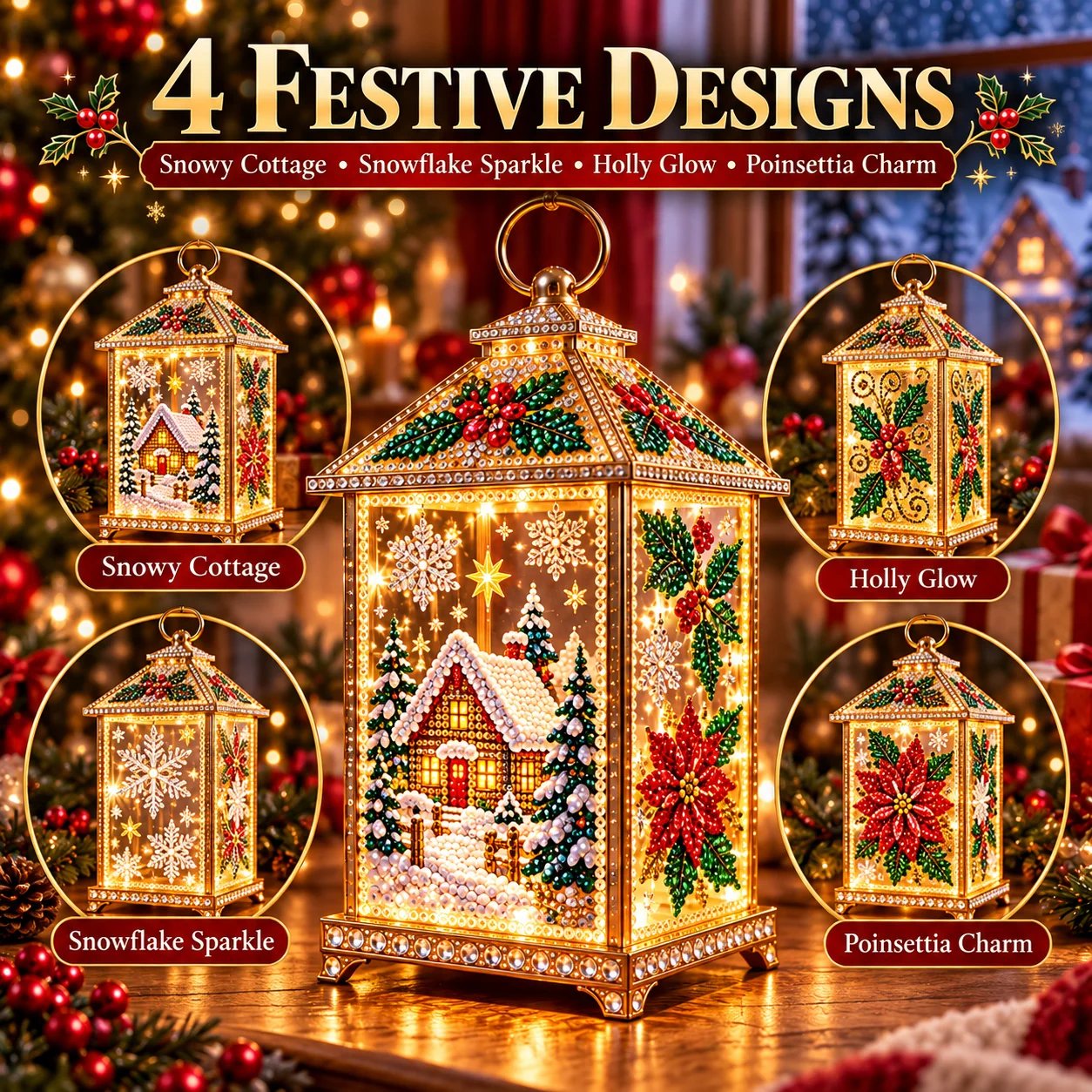 Diamond art Christmas lantern DIY crafting