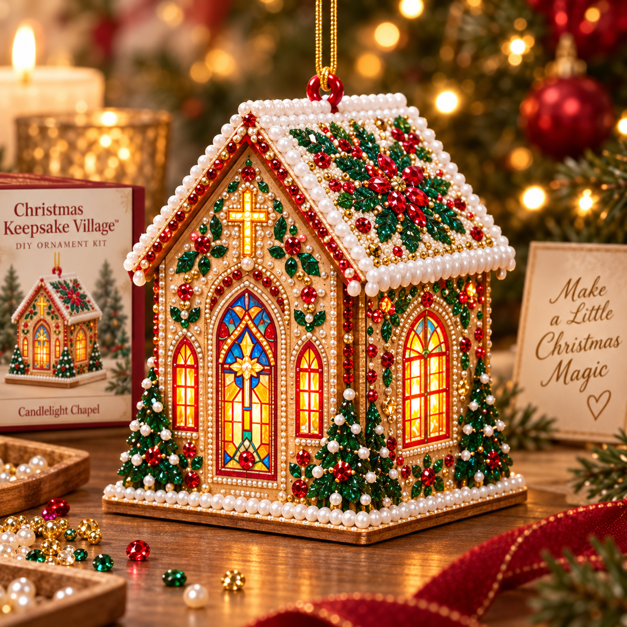 DIY Jeweled Christmas House Ornament Kit