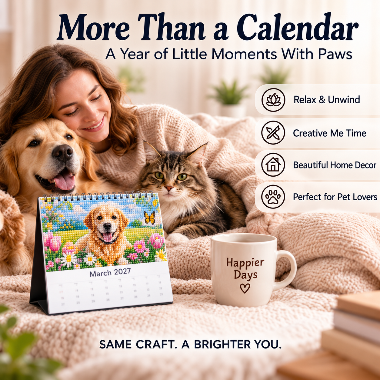 2027 Paws Through the Year™ Diamond Painting Calendar – 12 Unique Monthly Designs