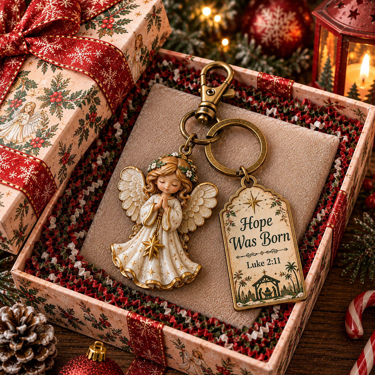 🎄🕊️Christian Nativity Keychain – Religious Christmas Keychain Set