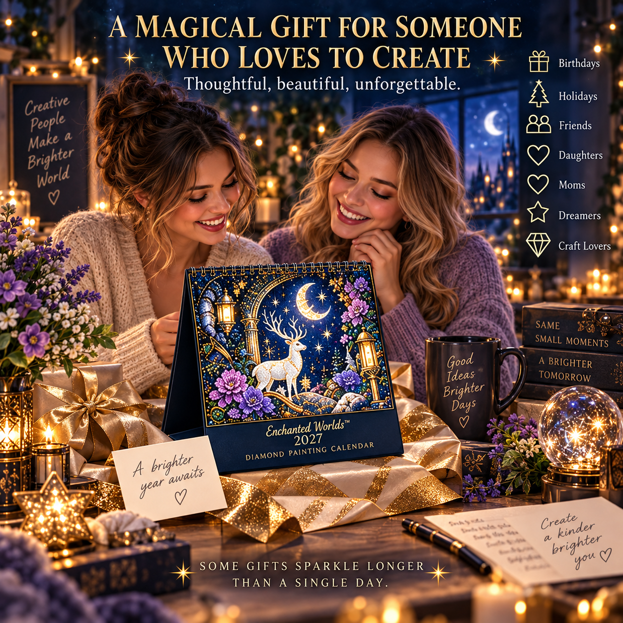 2027 Enchanted Worlds™ Diamond Painting Calendar – 12 Unique Monthly Designs