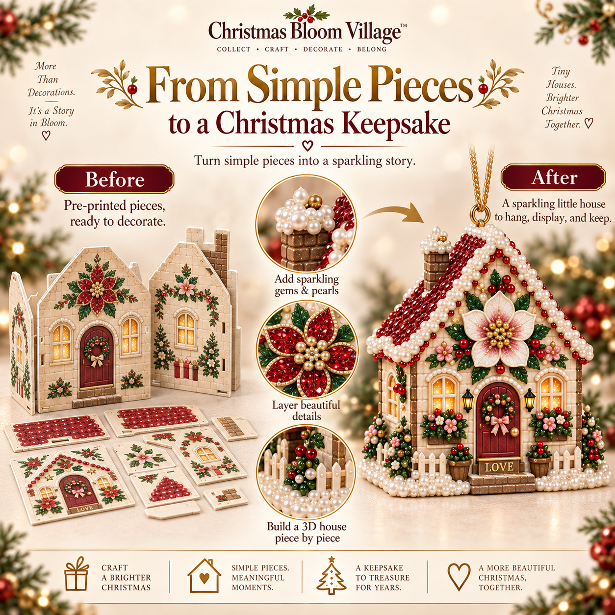 Christmas Bloom Village™ — DIY Jeweled Christmas House Ornament Kit