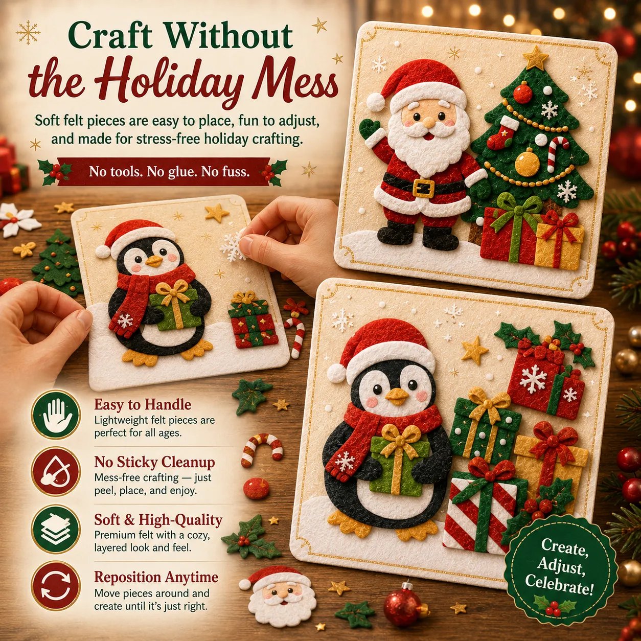 DIY Christmas Magic Felt Sticker Art Kit
