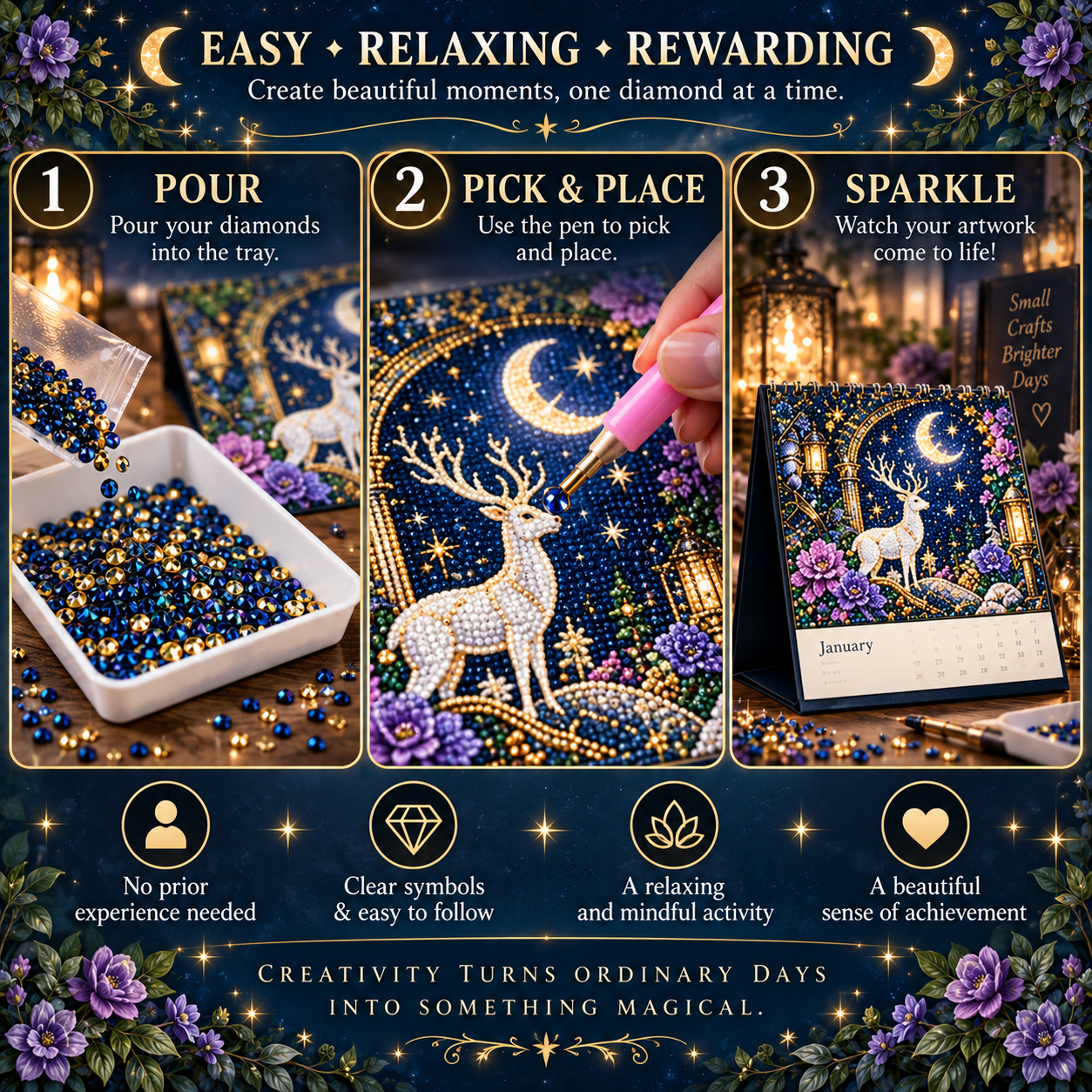 2027 Enchanted Worlds™ Diamond Painting Calendar – 12 Unique Monthly Designs