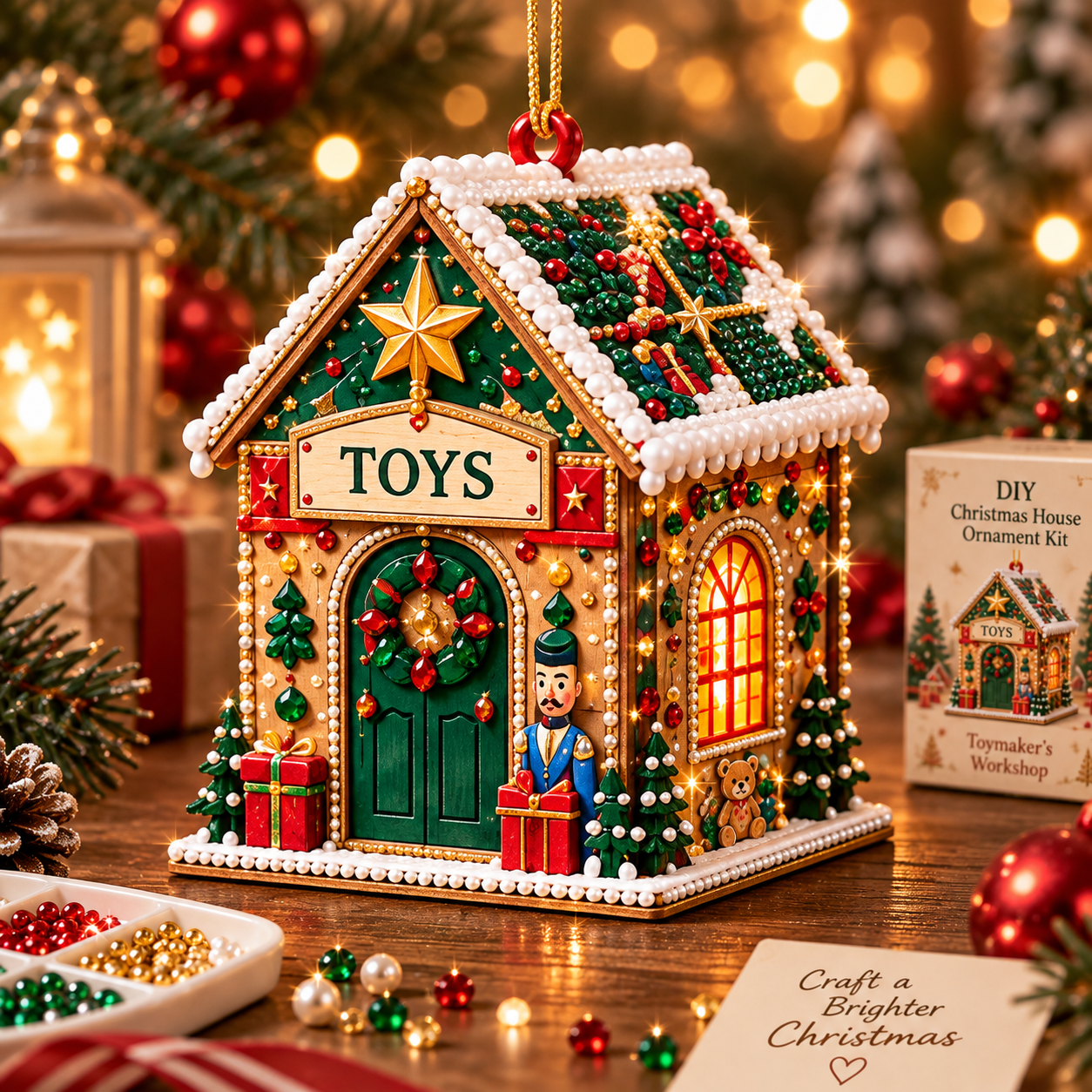 DIY Jeweled Christmas House Ornament Kit