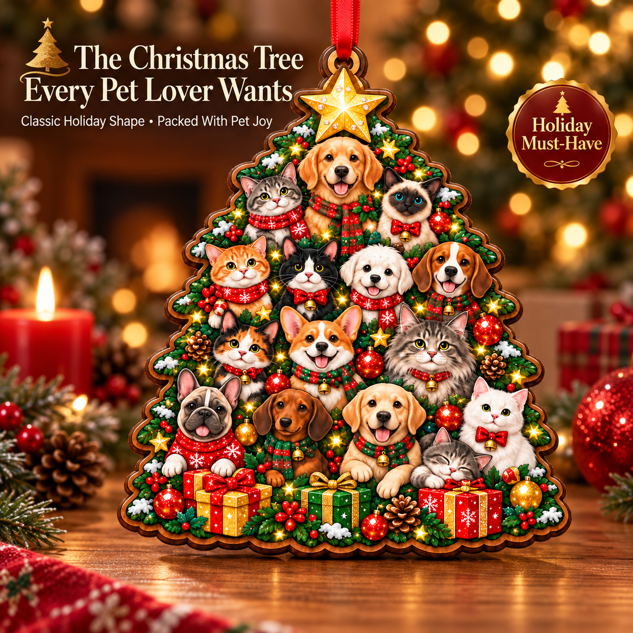 Pet Christmas Sparkle Ornament Collection – 5 Festive Designs for Pet Lovers