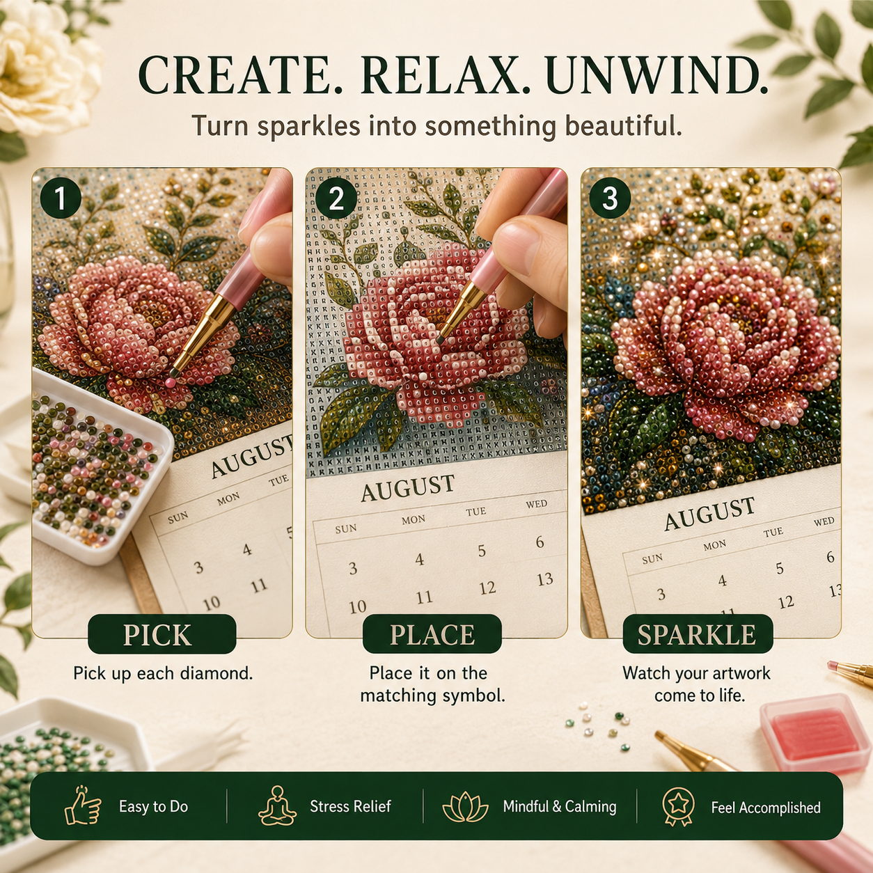 2027 Garden of Wonders™ Diamond Painting Calendar – 12 Unique Monthly Designs