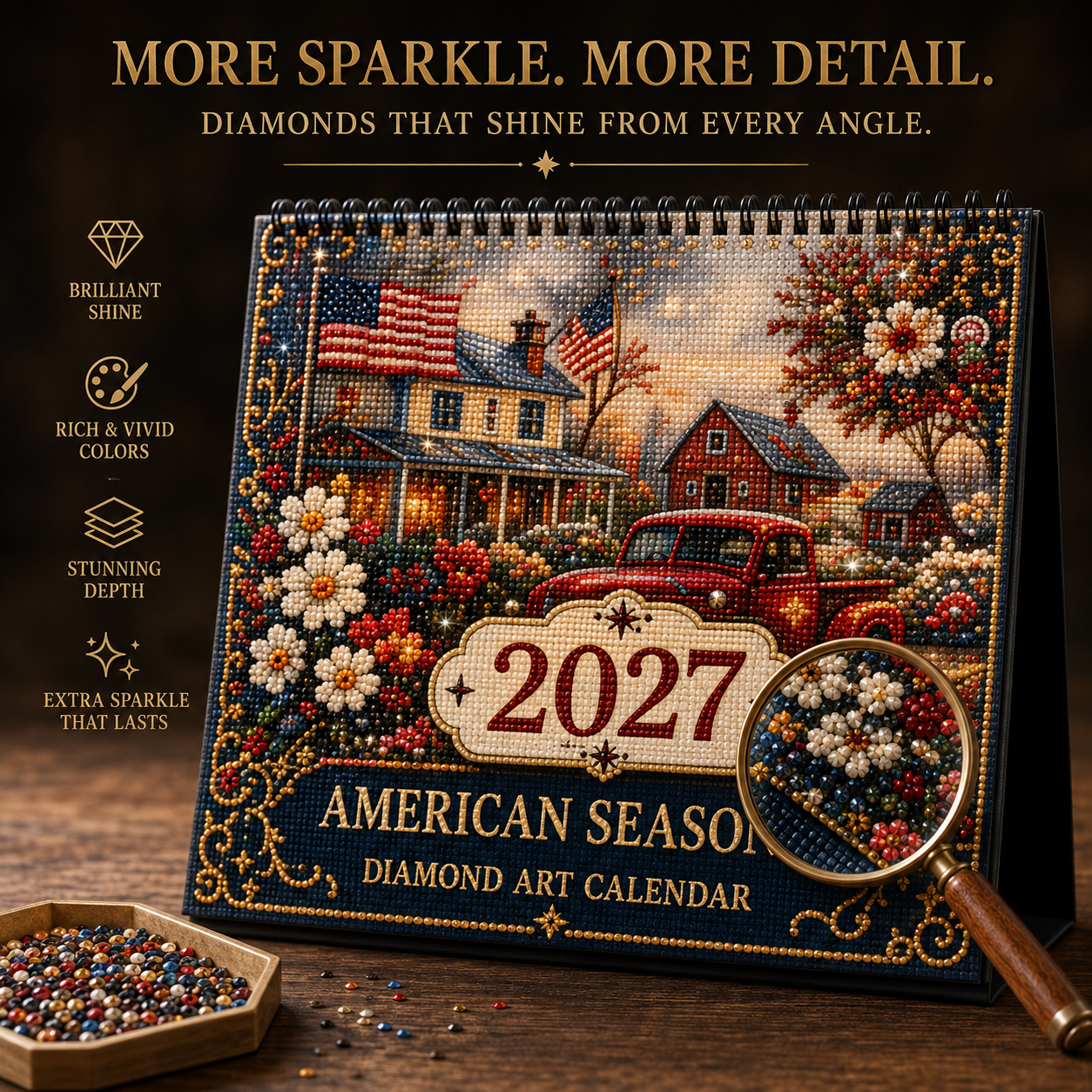 2027 American Seasons™ Diamond Painting Calendar – 12 Unique Monthly Designs