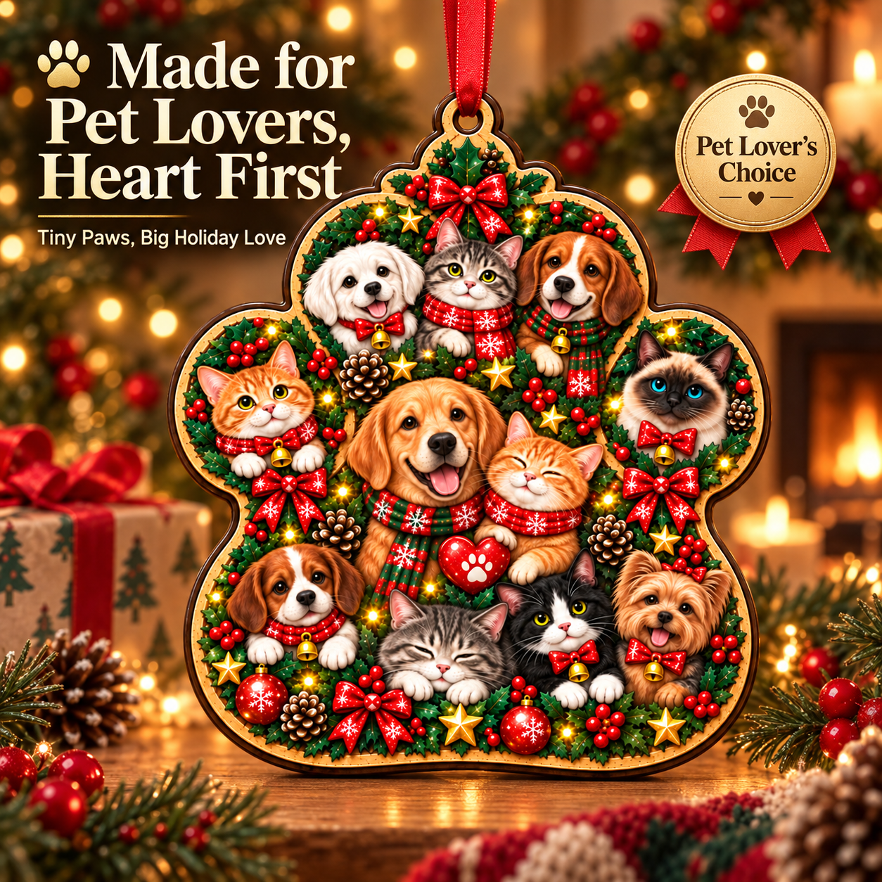 Pet Christmas Sparkle Ornament Collection – 5 Festive Designs for Pet Lovers