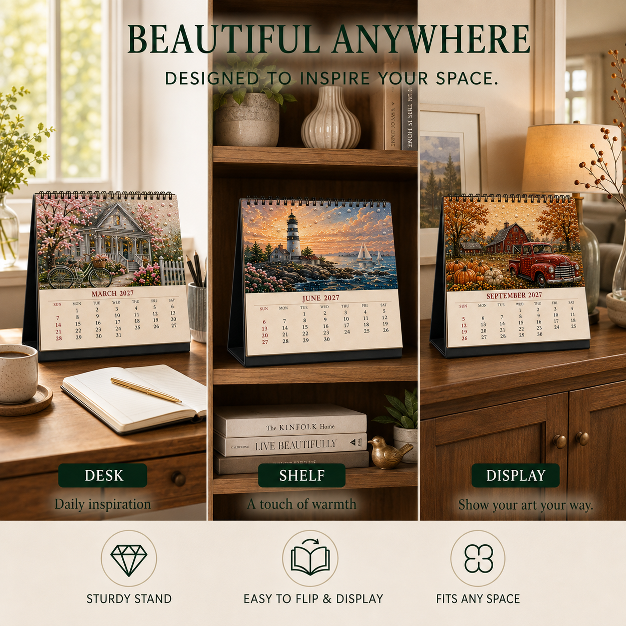 2027 American Seasons™ Diamond Painting Calendar – 12 Unique Monthly Designs
