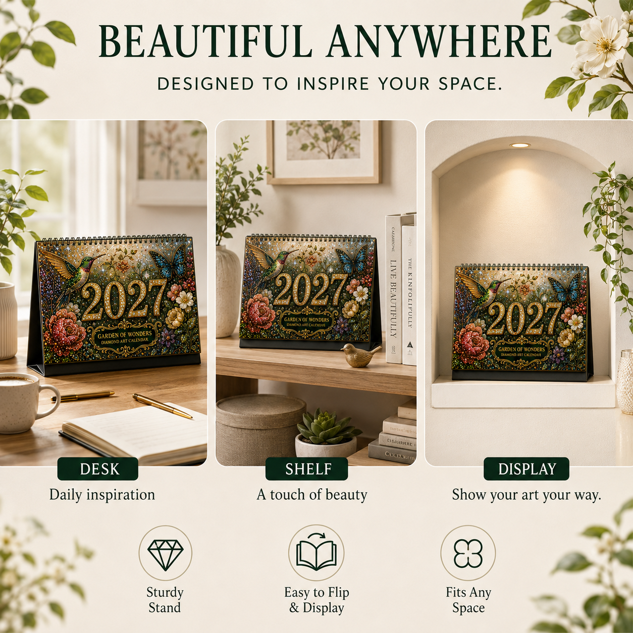 2027 Garden of Wonders™ Diamond Painting Calendar – 12 Unique Monthly Designs
