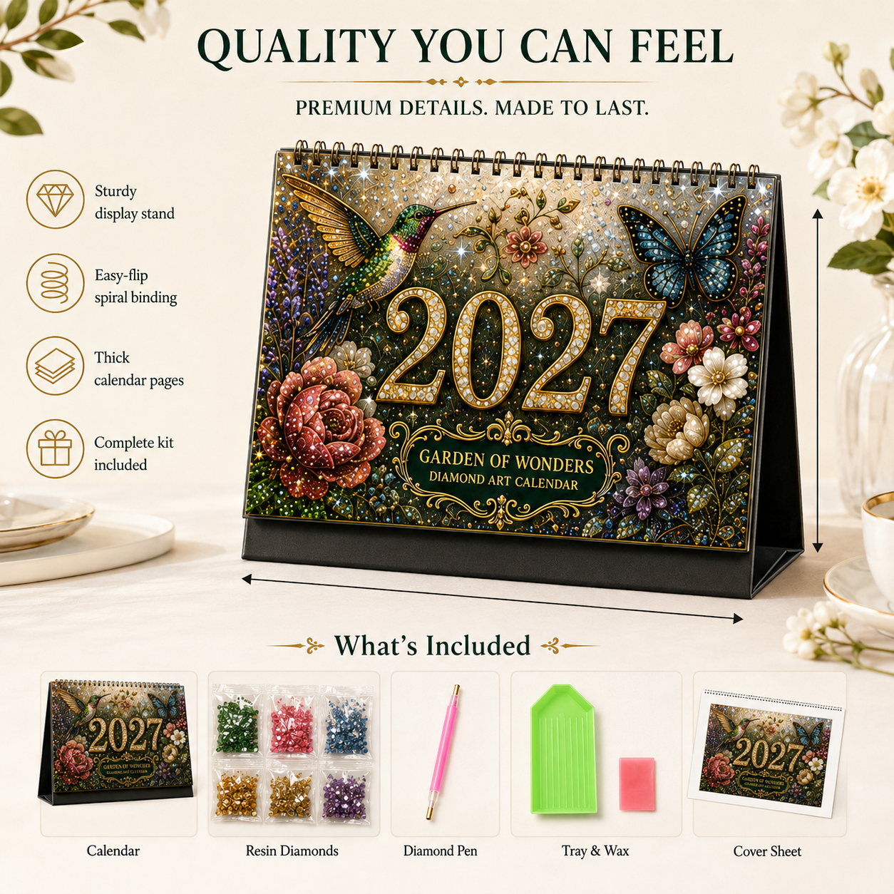 2027 Garden of Wonders™ Diamond Painting Calendar – 12 Unique Monthly Designs