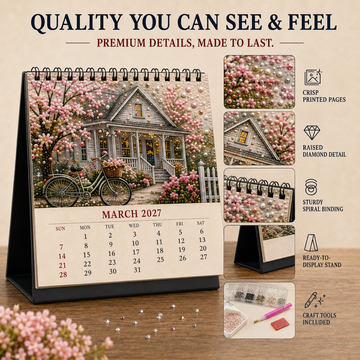 2027 American Seasons™ Diamond Painting Calendar – 12 Unique Monthly Designs