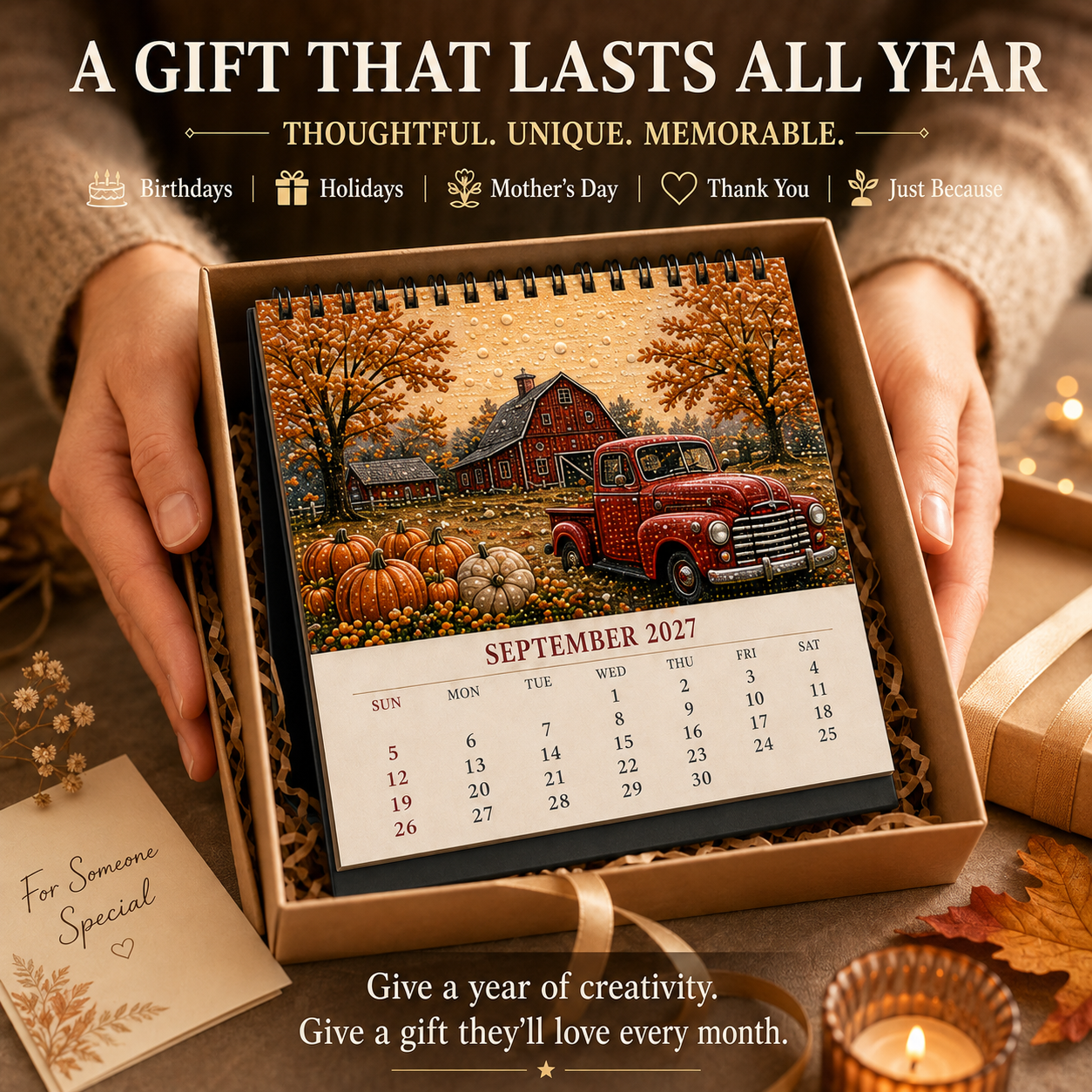 2027 American Seasons™ Diamond Painting Calendar – 12 Unique Monthly Designs