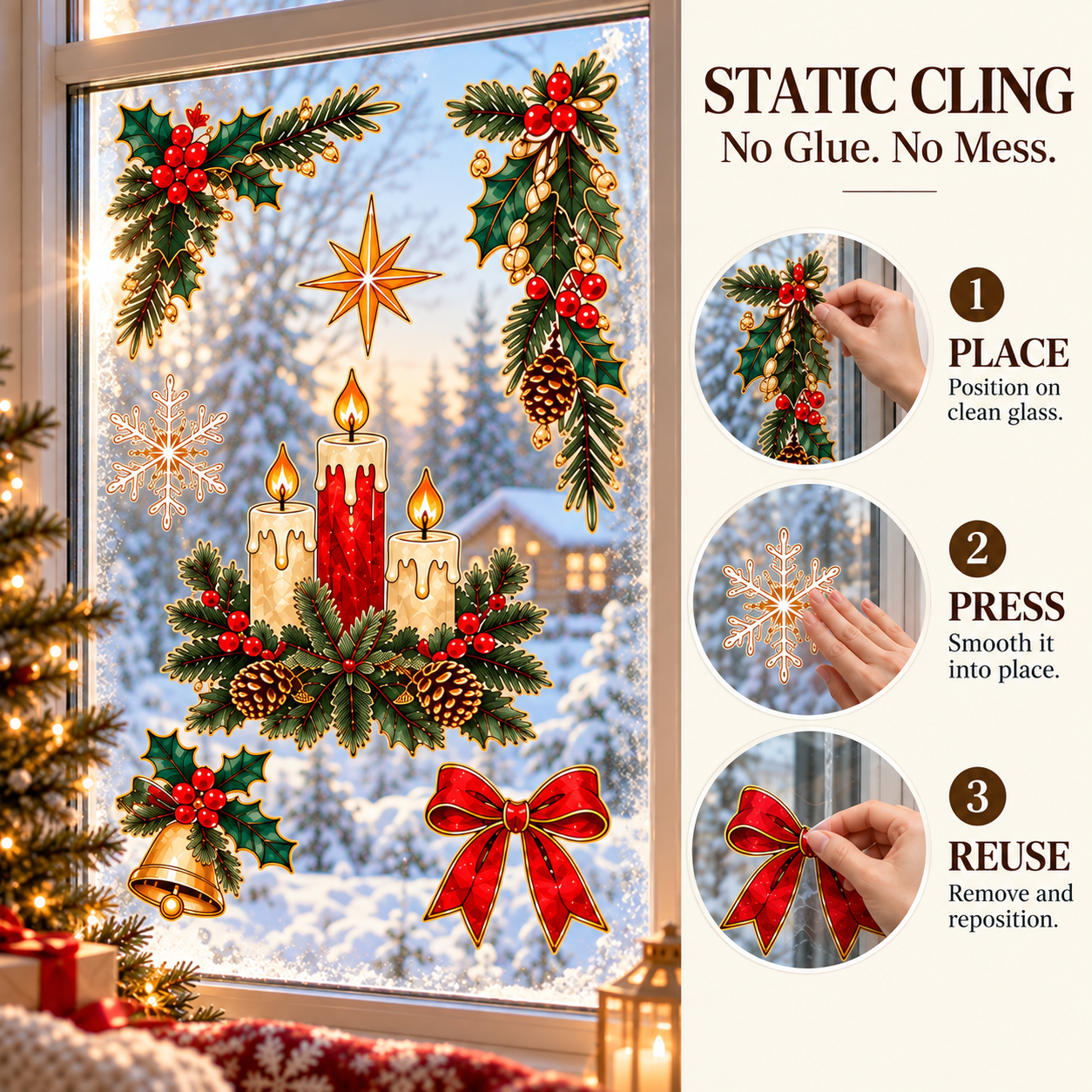 Holiday Window Memories™ — Reusable Static Cling Christmas Window Decorations