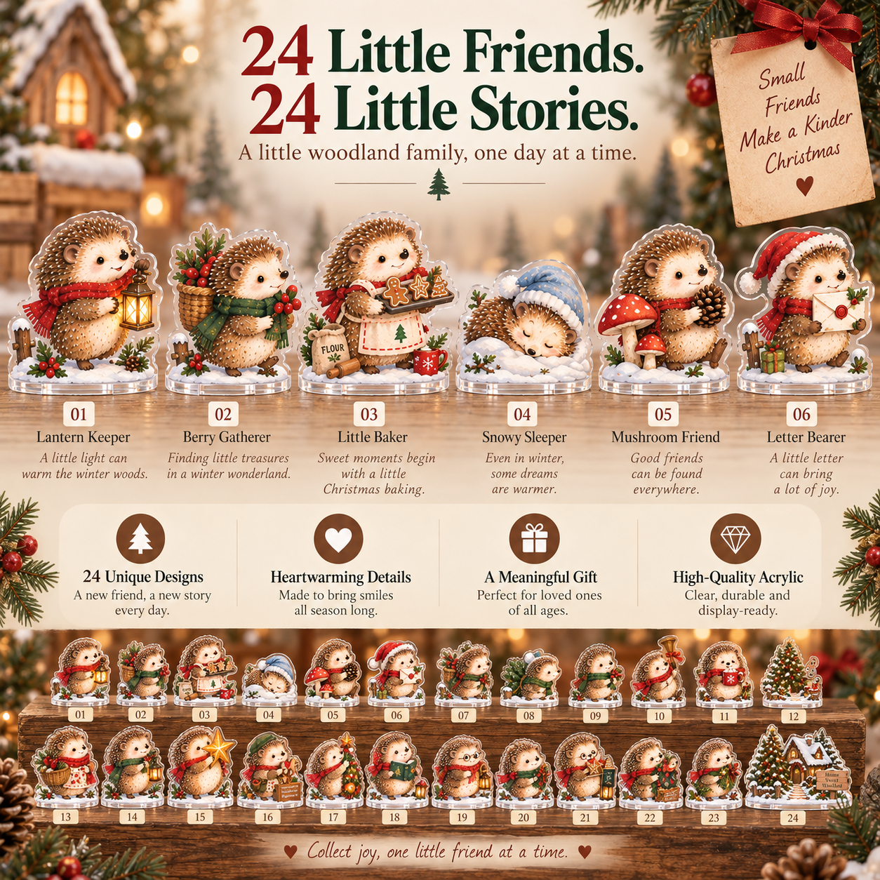 24 Days in the Christmas Woodland – Hedgehog Acrylic Advent Calendar