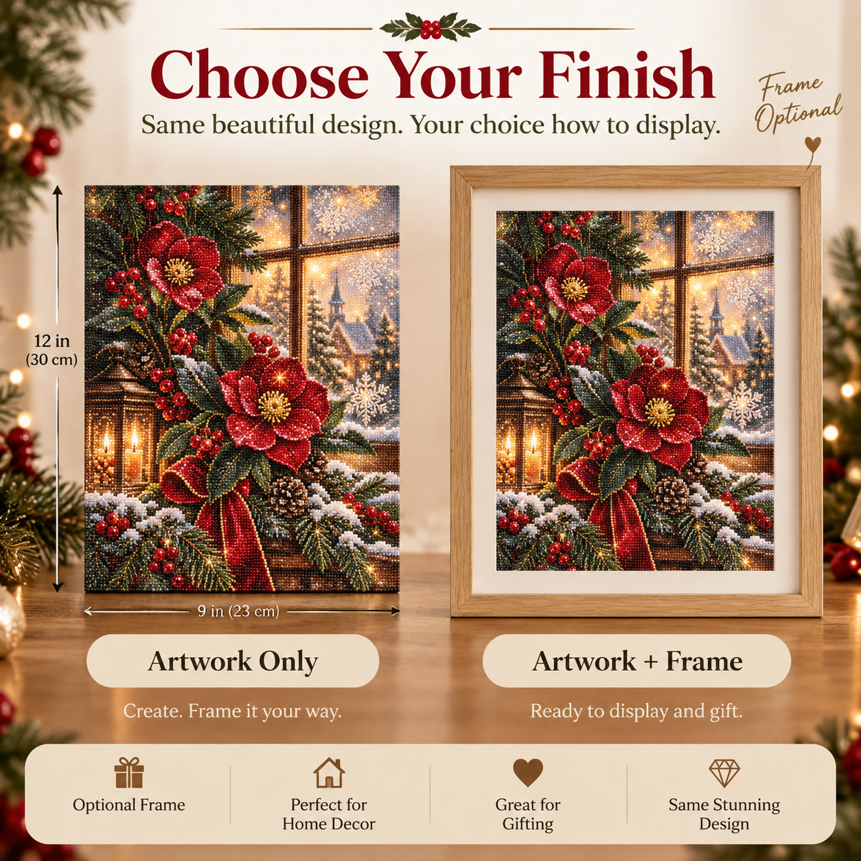⭐ Christmas Rose Window Diamond Art Kit