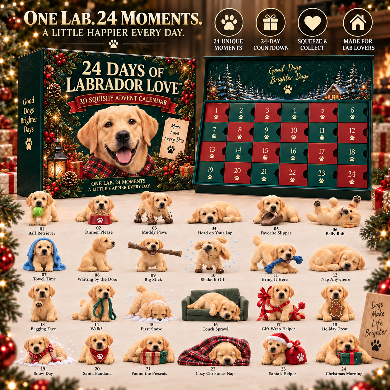 24 Days of Labrador Love™ – 24-Day 3D Squishy Advent Calendar