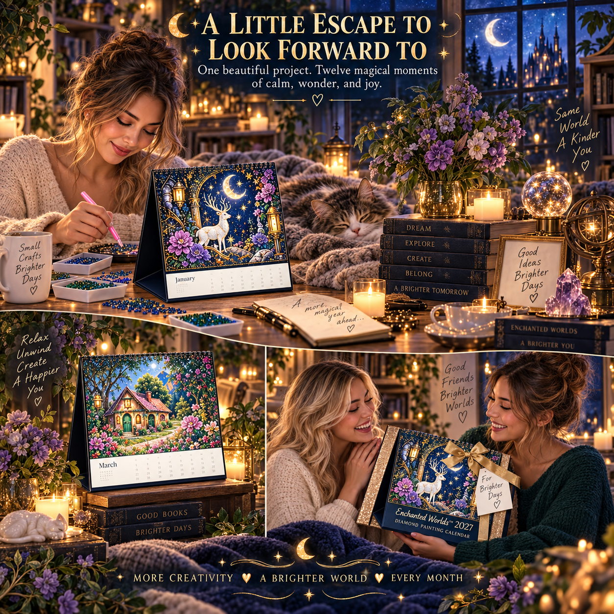 2027 Enchanted Worlds™ Diamond Painting Calendar – 12 Unique Monthly Designs