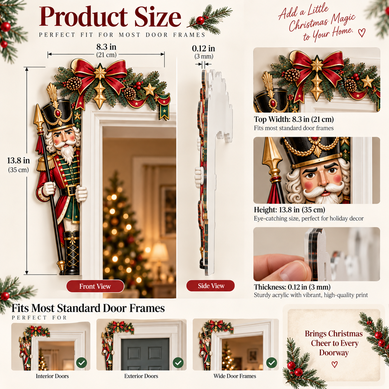Christmas Doorway Stories Acrylic Door Frame Corner Decor – Santa, Nutcracker & Angel