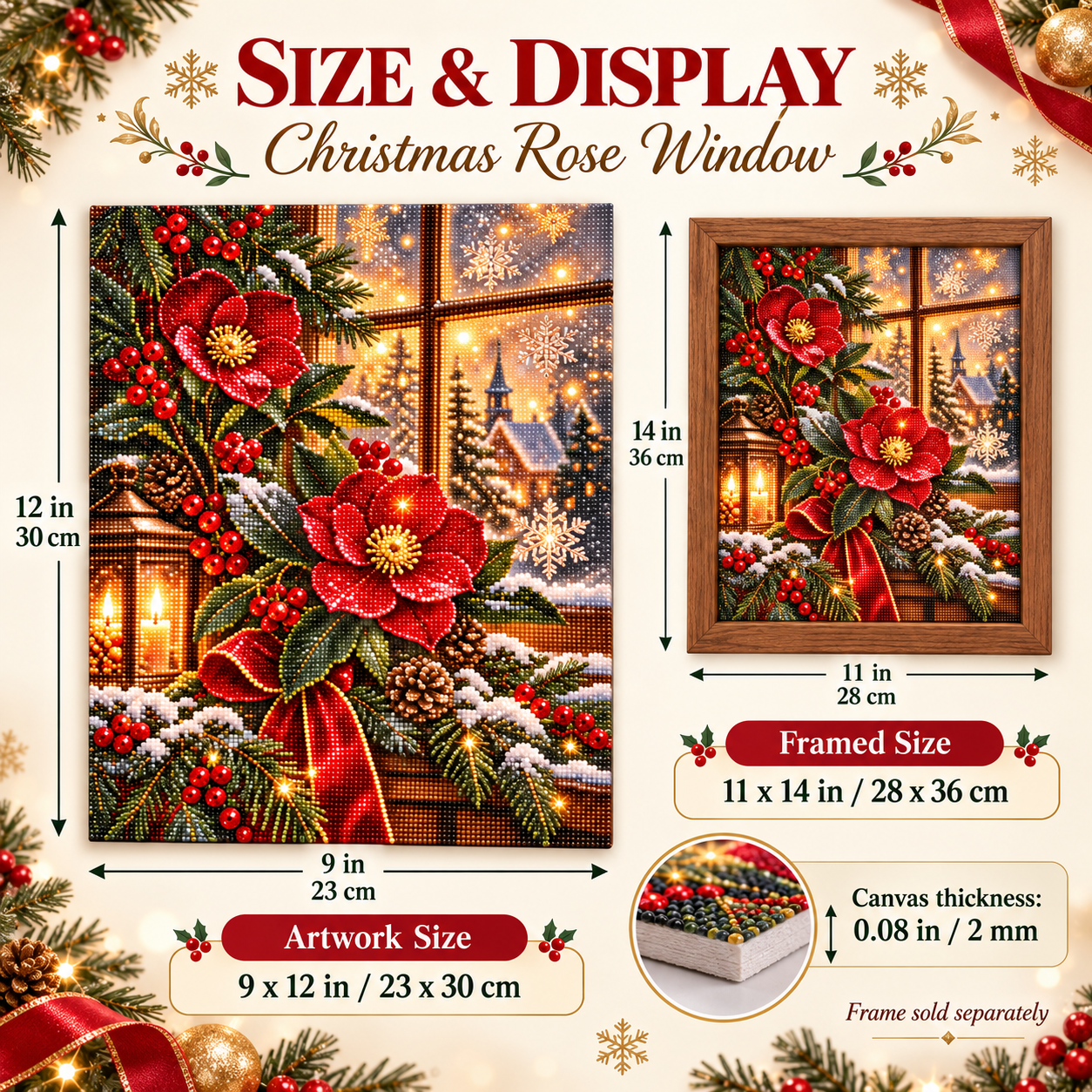 ⭐ Christmas Rose Window Diamond Art Kit
