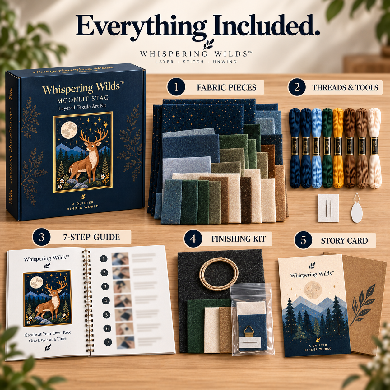 Whispering Wilds Layered Textile Art Kit – Beginner-Friendly DIY Craft for Adults