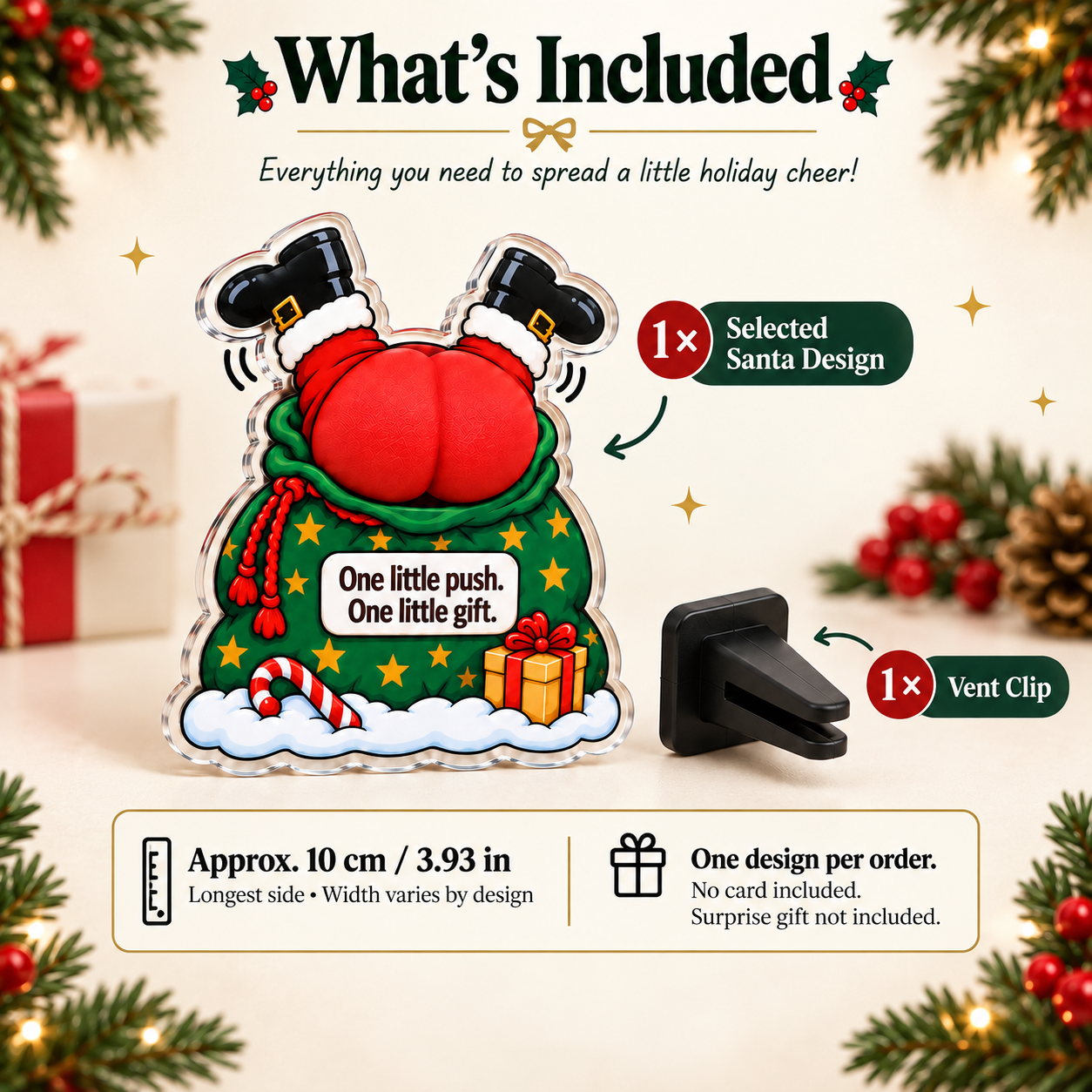 🎁 Santa’s Secret Gift — Funny Christmas Squishy Car Vent Clip