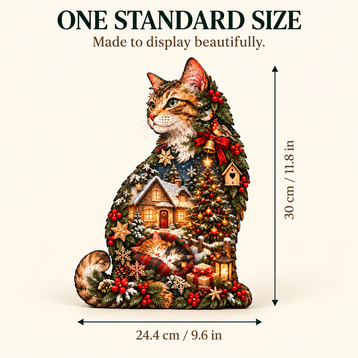 Christmas Cat Wooden Art Puzzle – A Holiday Story in Every Piece