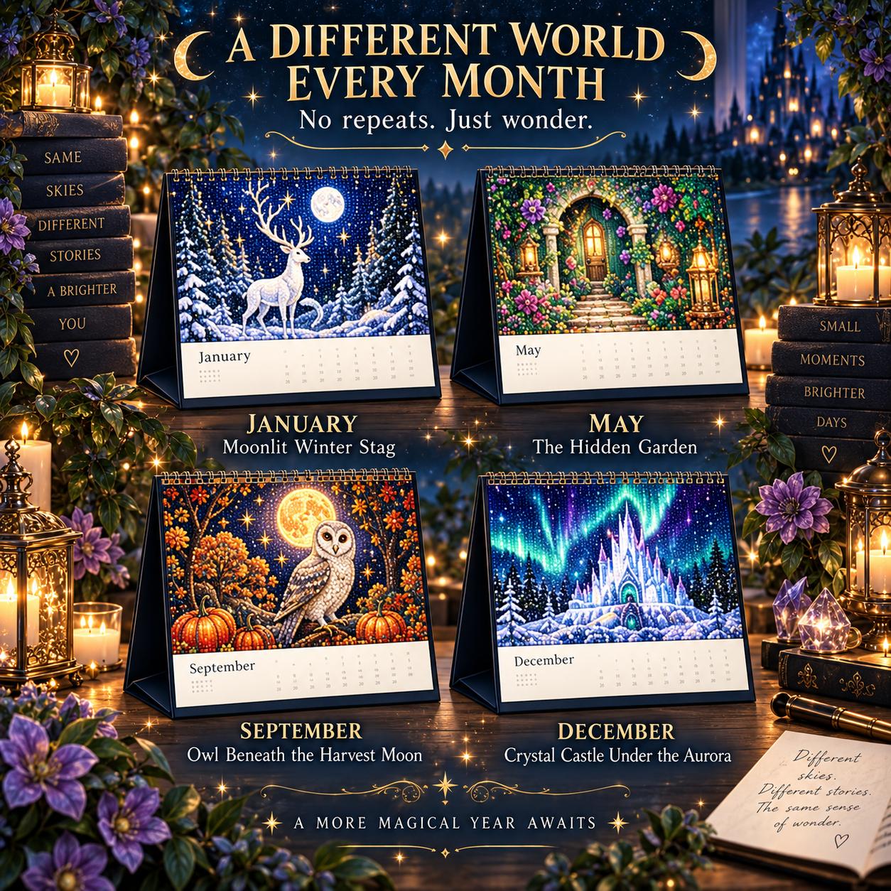 2027 Enchanted Worlds™ Diamond Painting Calendar – 12 Unique Monthly Designs