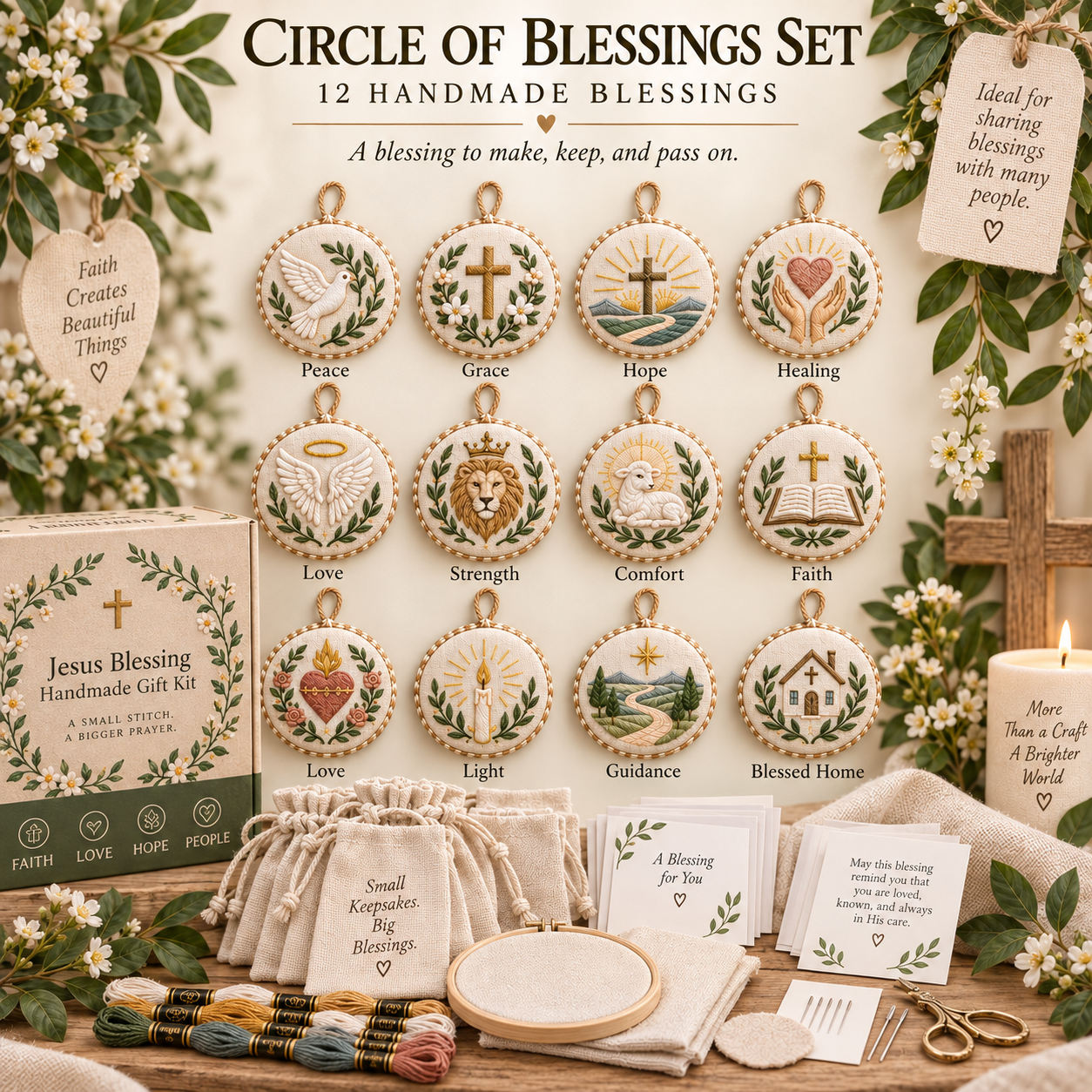 Prayer Blessing Embroidery Gift Kit – Handmade Christian Keepsakes