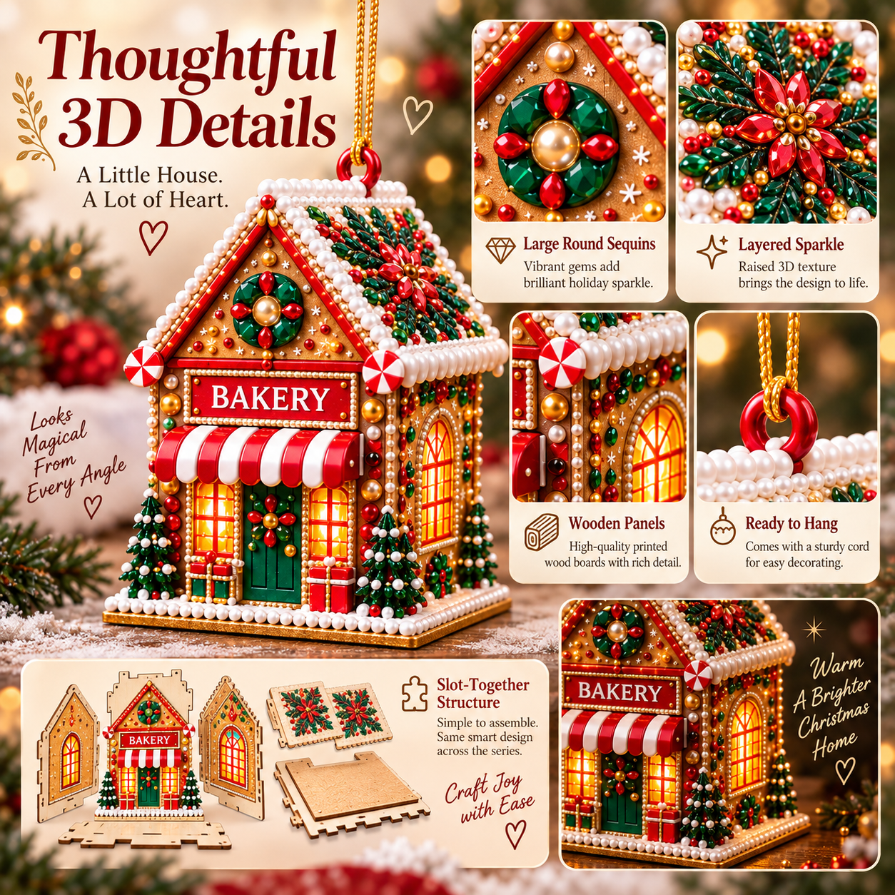 DIY Jeweled Christmas House Ornament Kit